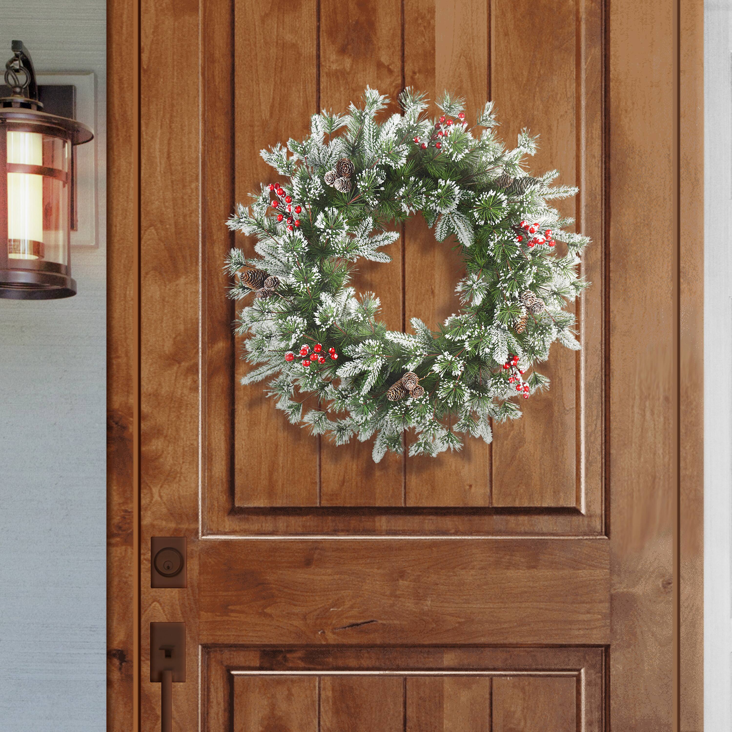 6 Pack: 24" Flocked Pinecone & Berry Wreath