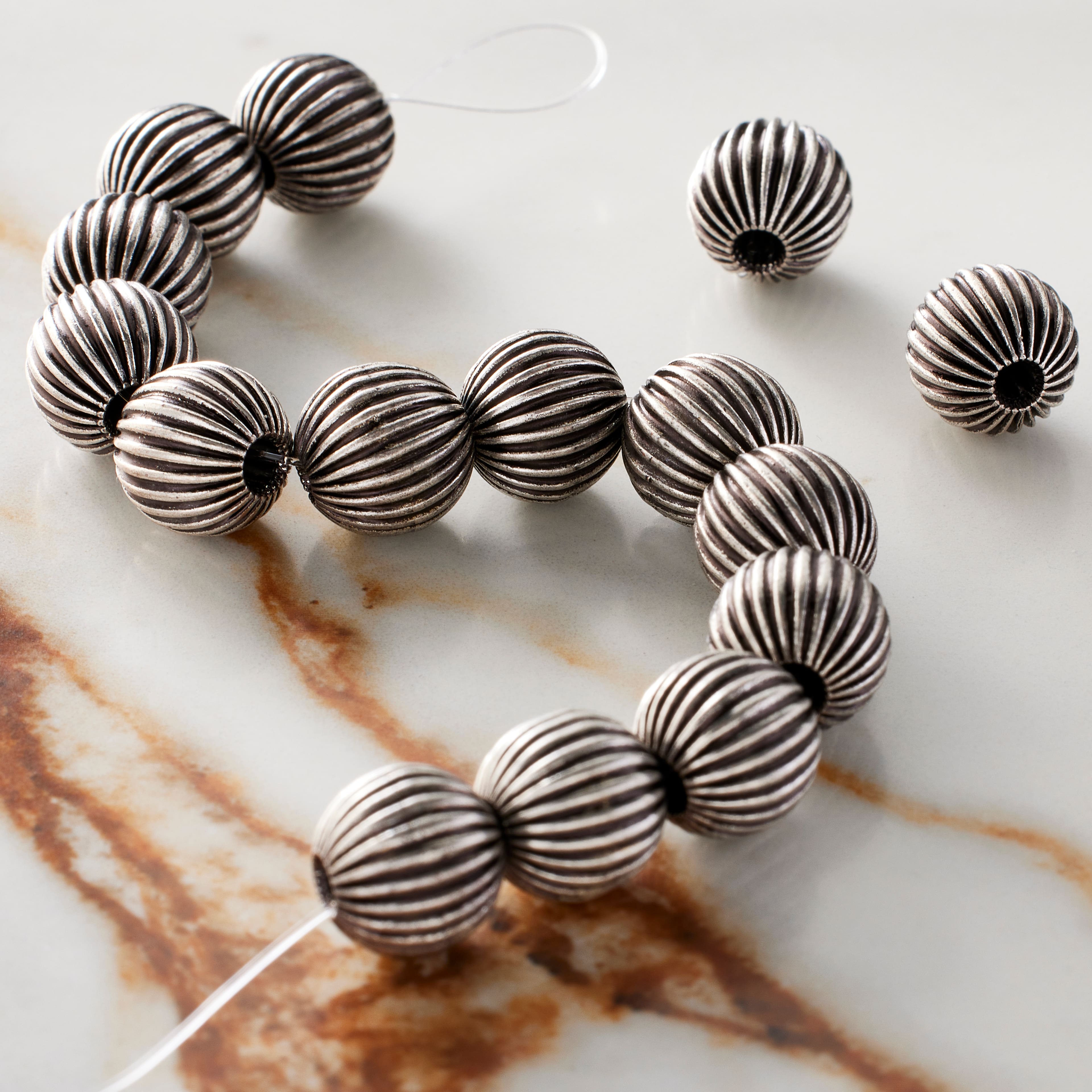 Antique Silver Round Beads, 10mm by Bead Landing®
