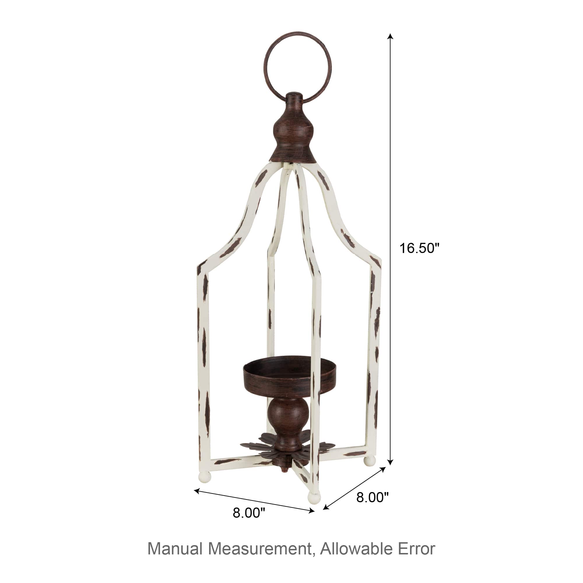 Glitzhome® 16.5" Modern Farmhouse White & Brown Metal Candle Lanterns,2ct.