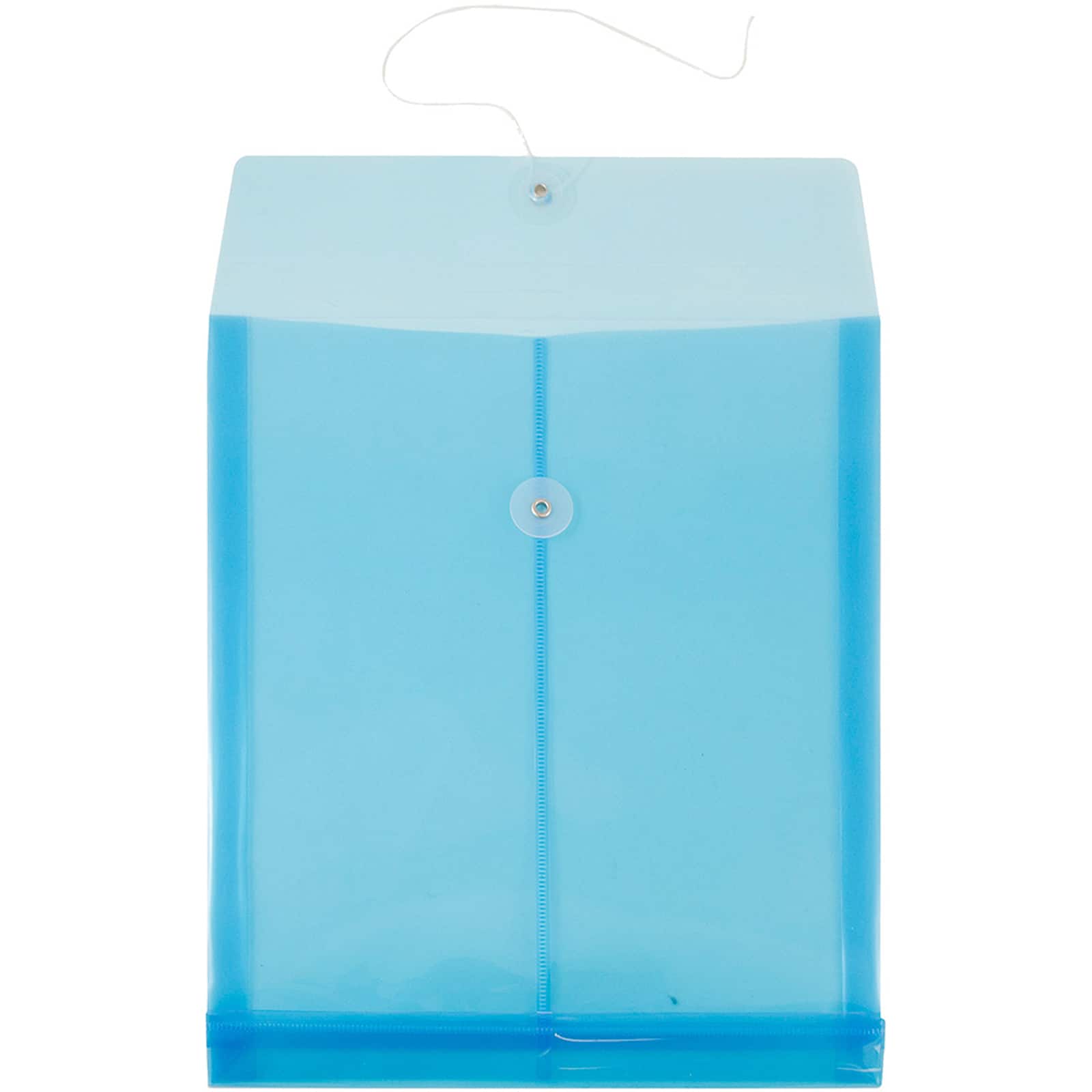 JAM Paper 9.75" x 13" Blue Plastic Button String Open End Envelopes, 24ct.