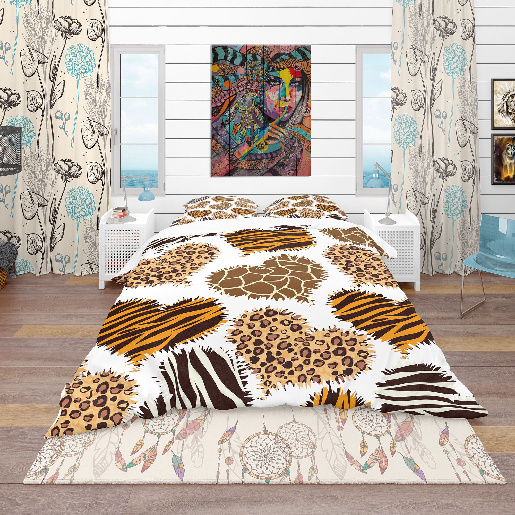 Designart 'Animal Print Style' Tropical Bedding Set - Duvet Cover & Shams