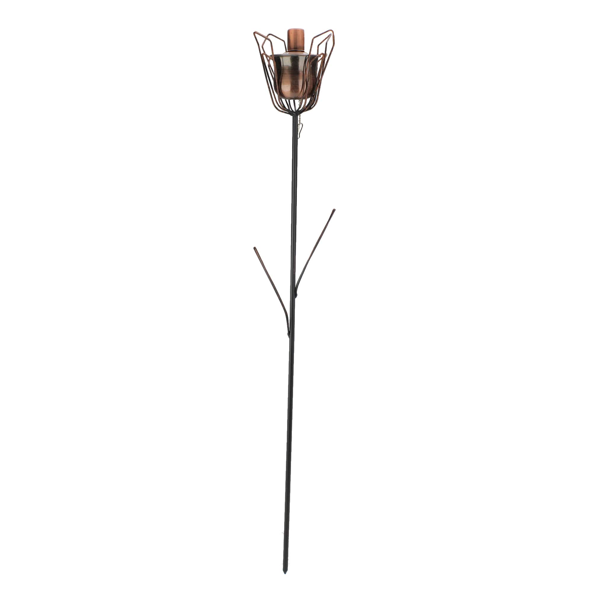 30" Brushed Copper Flower Oil Lamp Patio Torch