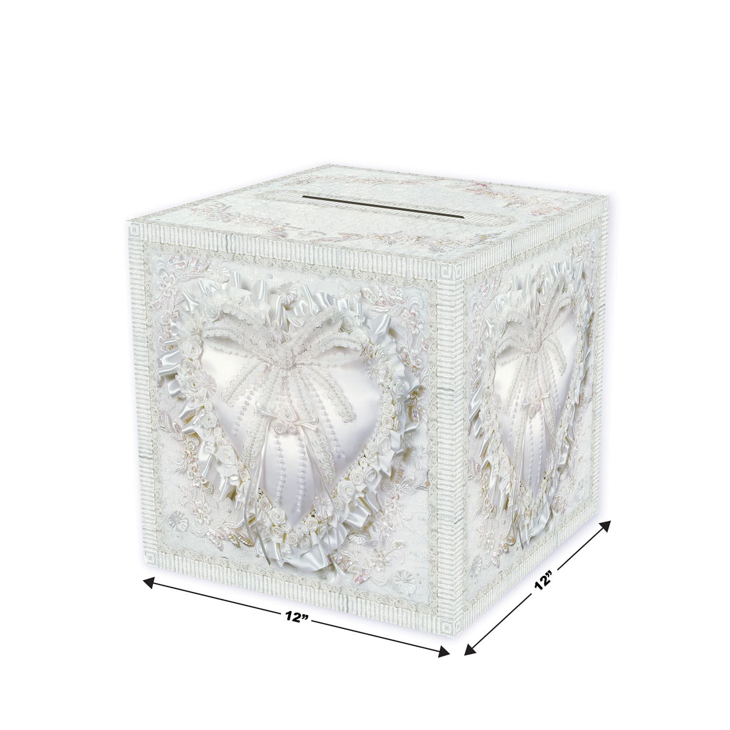 Beistle White 12" x 12" Heart Card Box