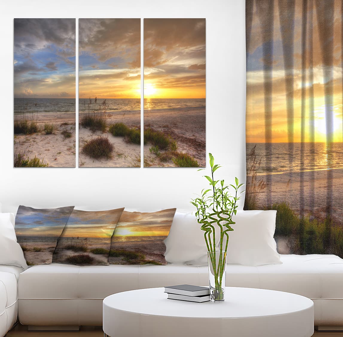 Designart - Sandy Beach with sunset