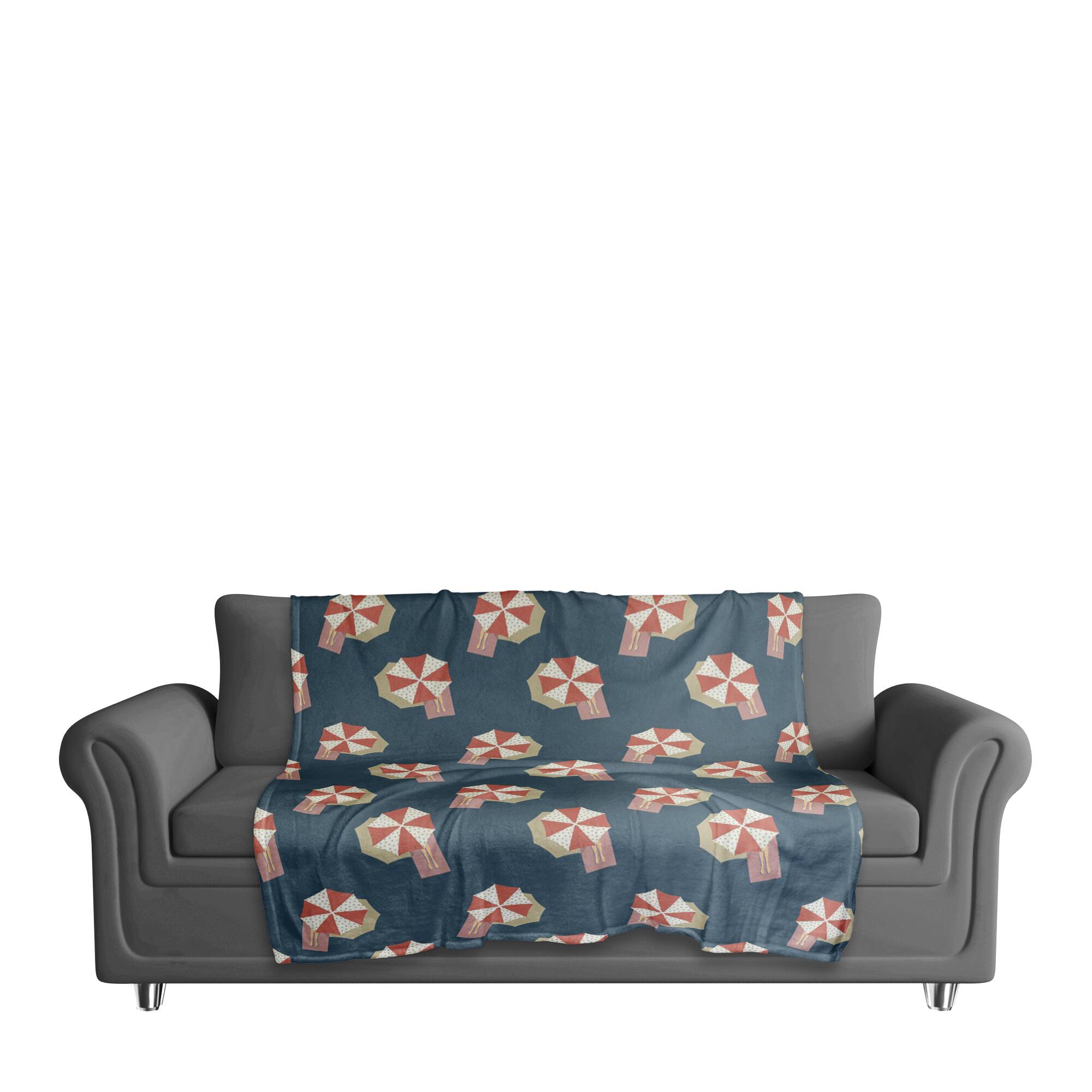 Umbrella Pattern Coral Fleece Blanket