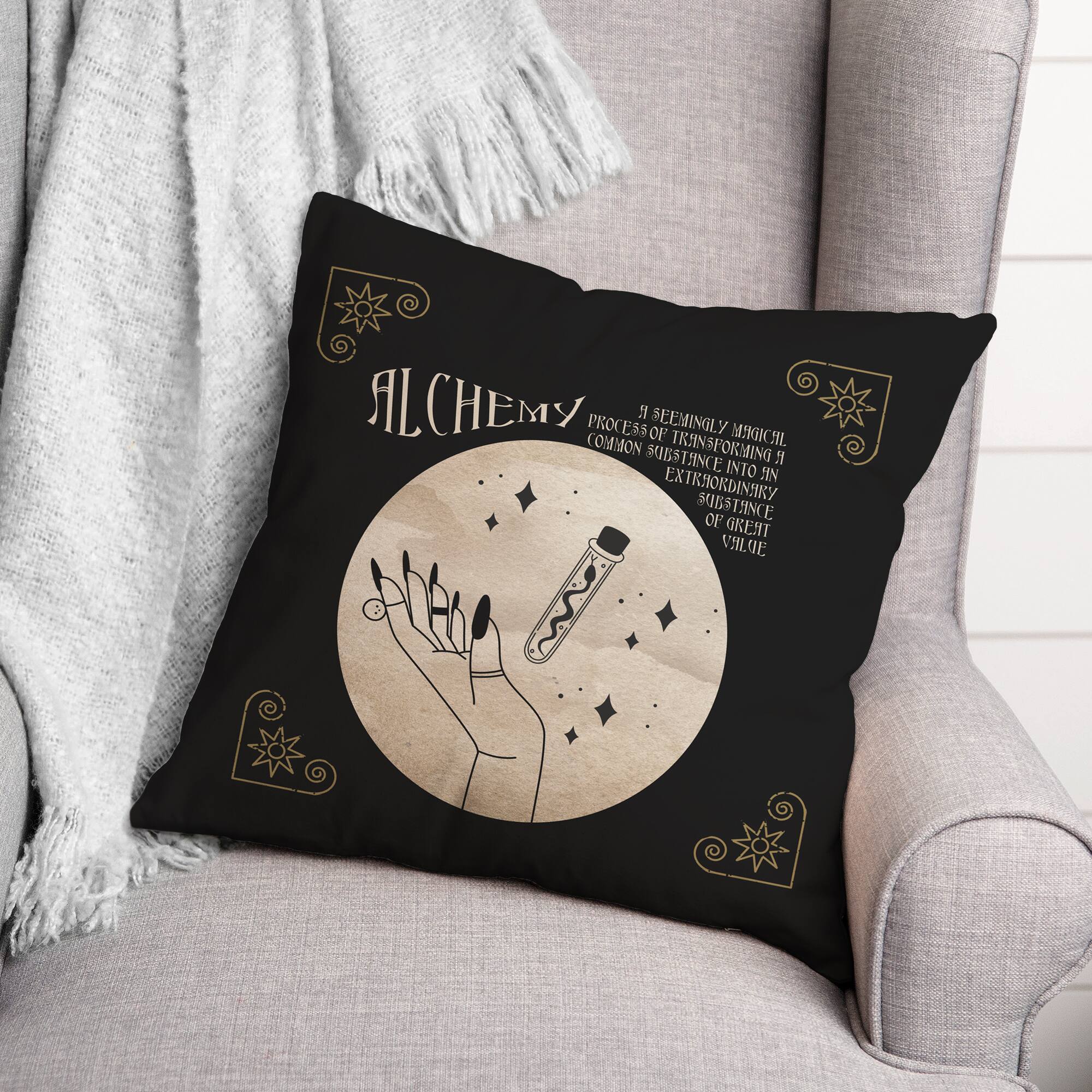 Alchemy Hand Potion 4 18" x 18" Throw Pillow