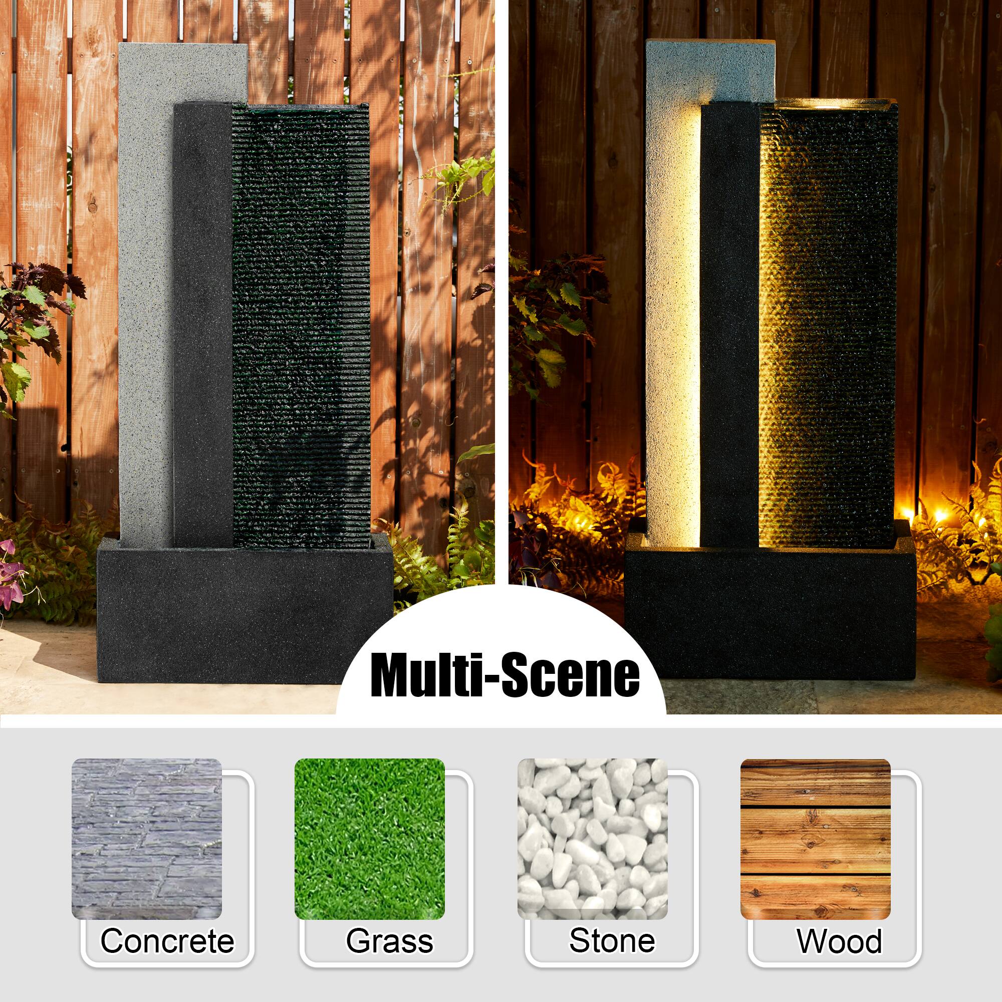 Glitzhome® 38.25" Modern LED Textured Surface Outdoor Floor Fountain