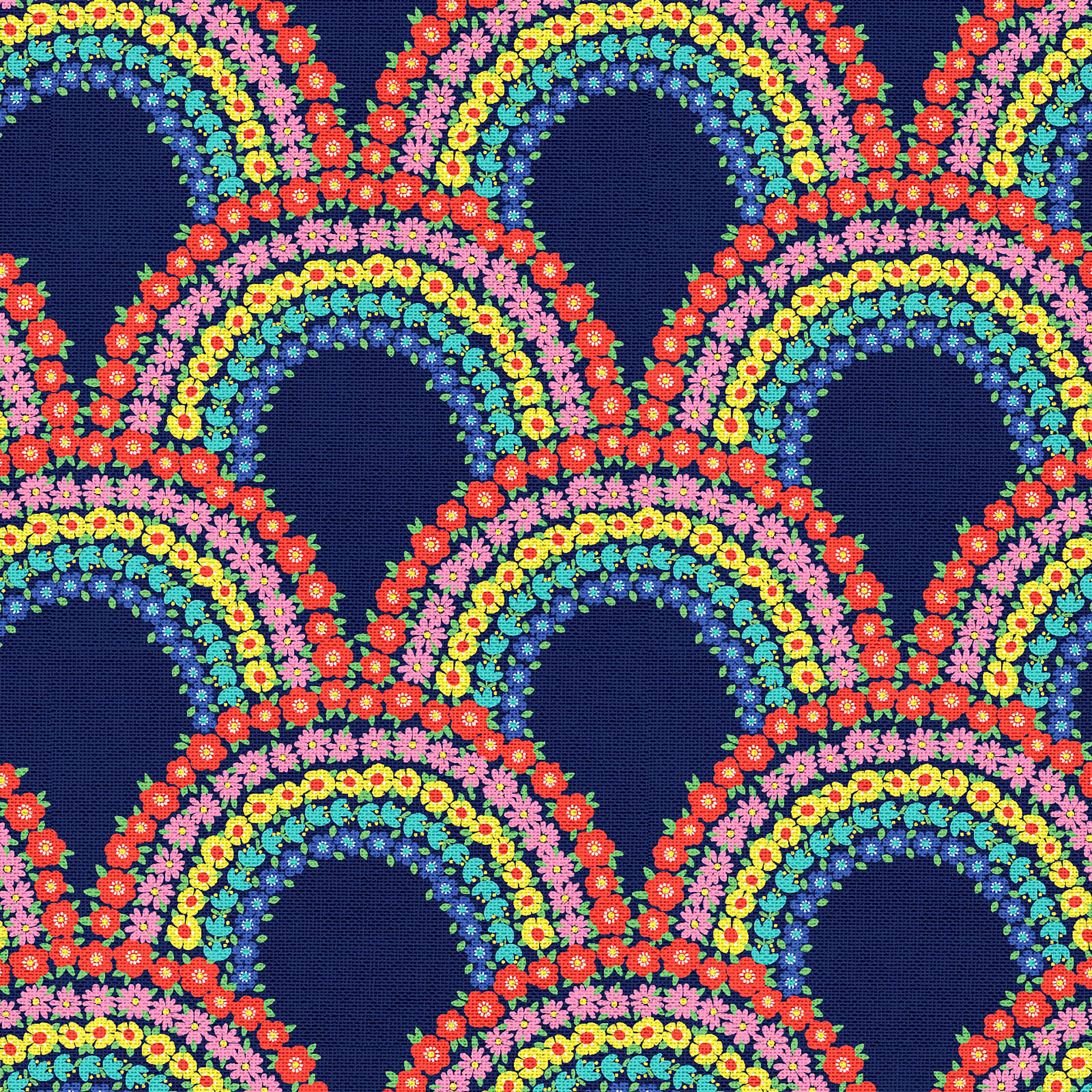 Fabric Editions Floral Rainbow Cotton Fabric