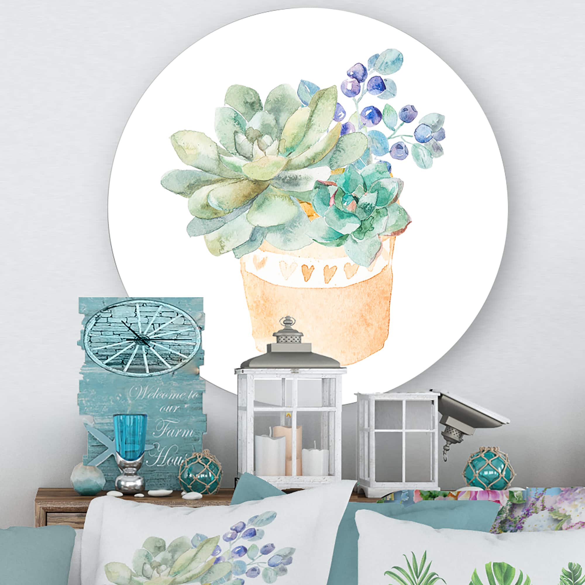 Designart - Succulent Flower In Terracotta Pot II