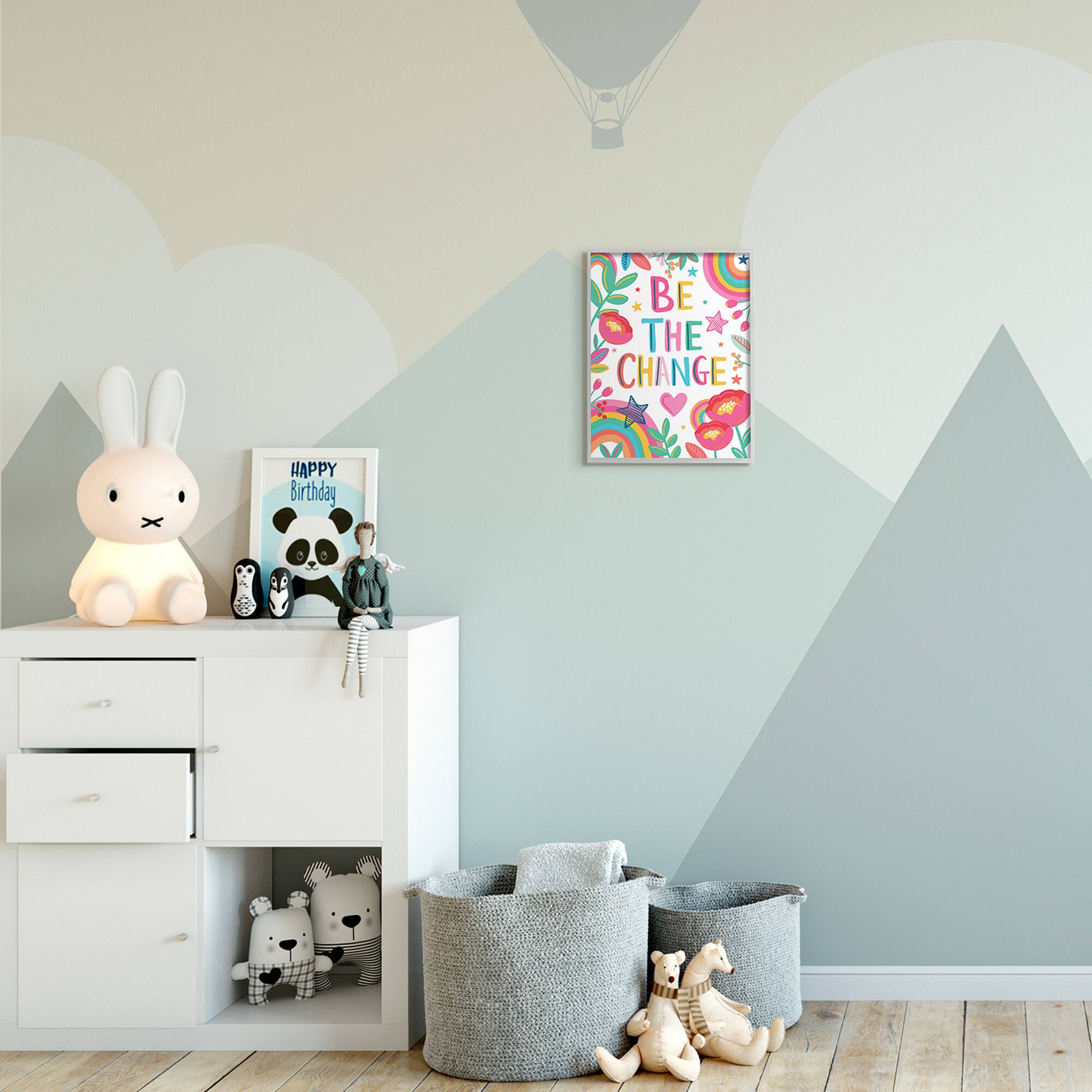 Stupell Industries Be The Change Rainbow Gray Framed Wall Art