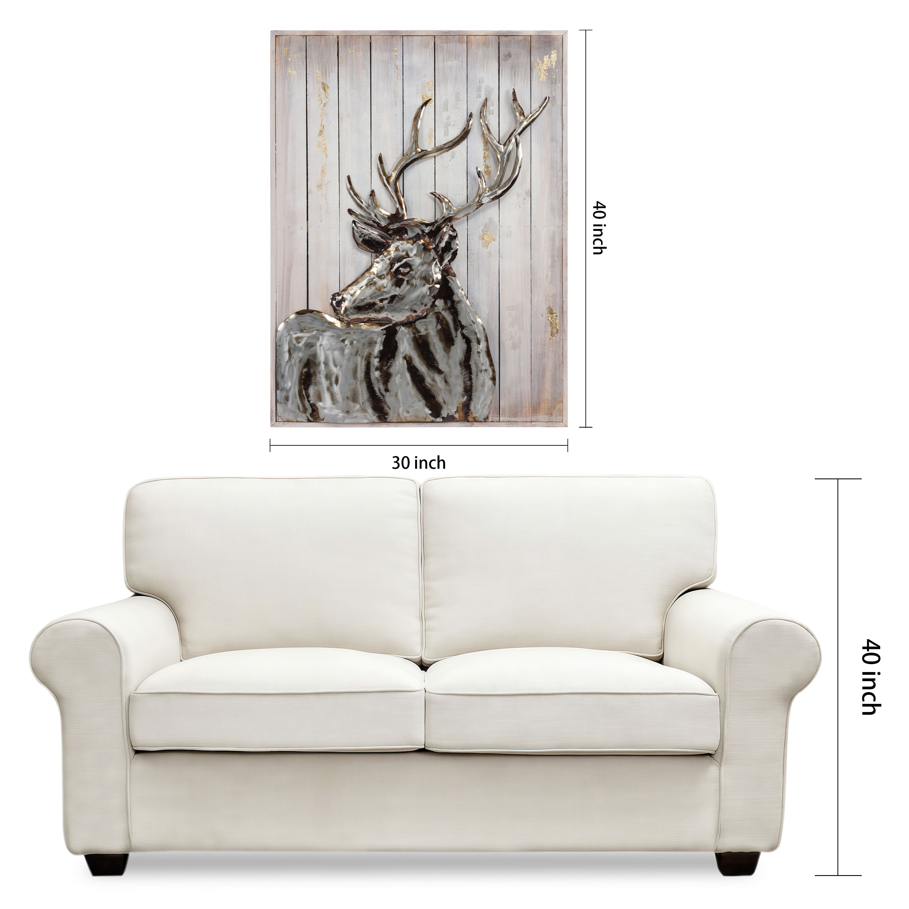 Empire Art Direct 40" x 30" Deer 2 Framed Metal Wall Sculpture