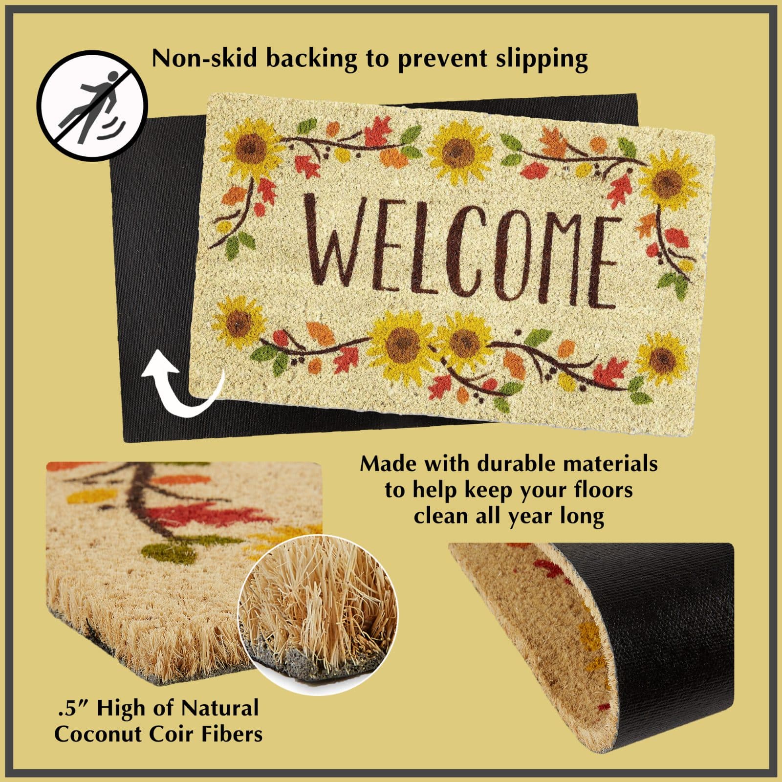 DII® J&M Birds Vinyl Back Coir Doormat