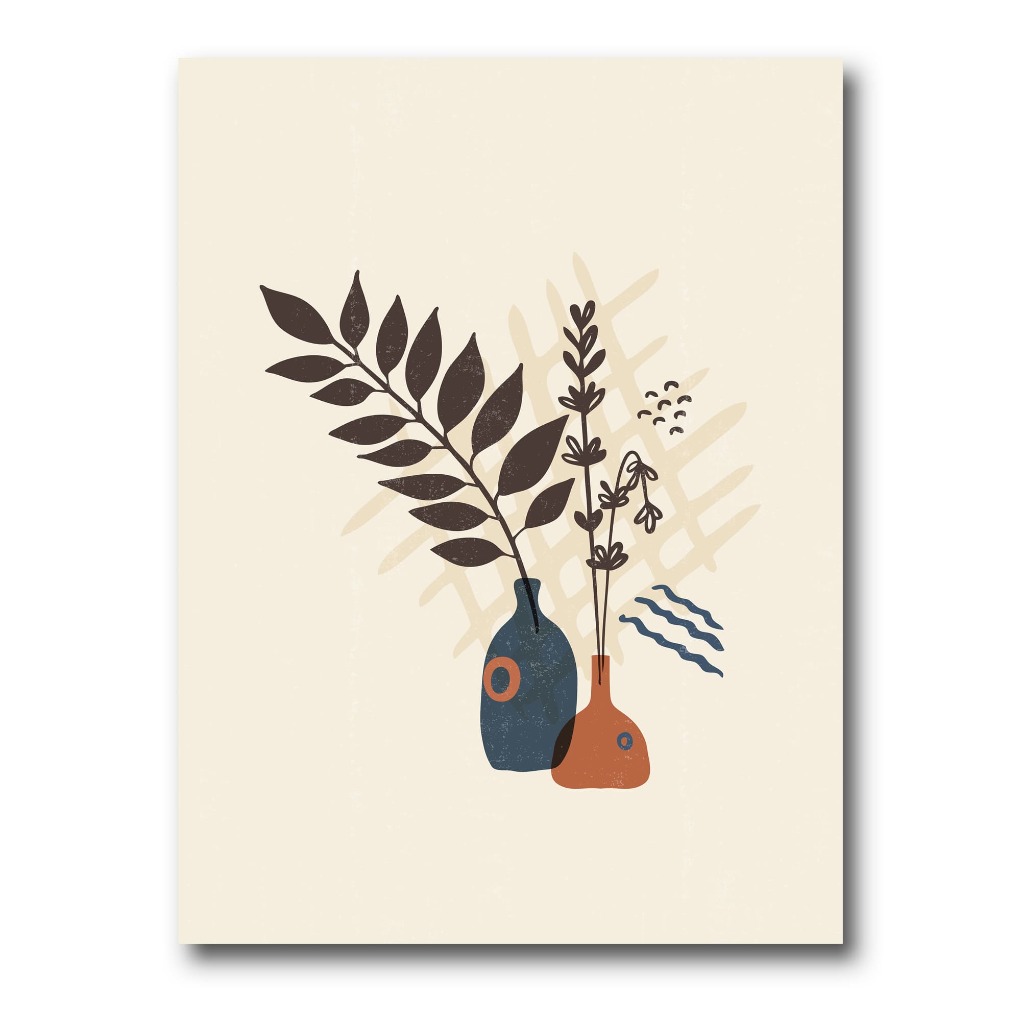 Designart - Vintage Boho Minimalistic Flowers I - Modern Canvas Wall Art Print