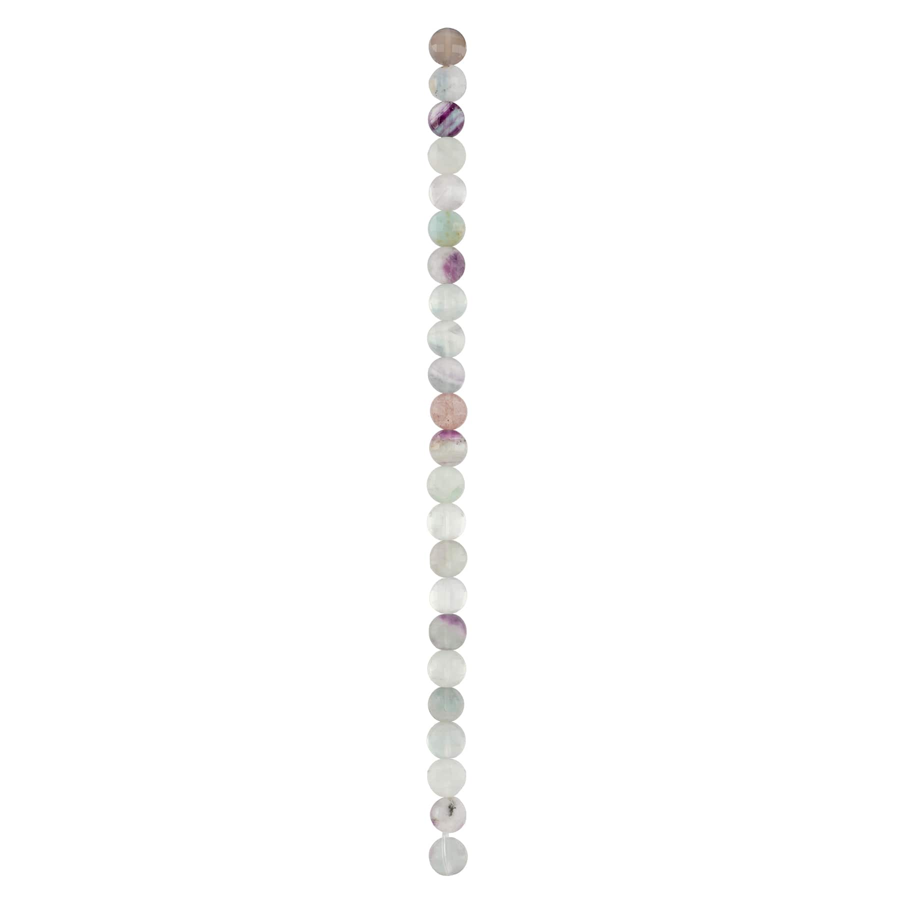 12 Pack: Pink & Blue Faceted Fluorite Coin Beads, 8mm by Bead Landing™