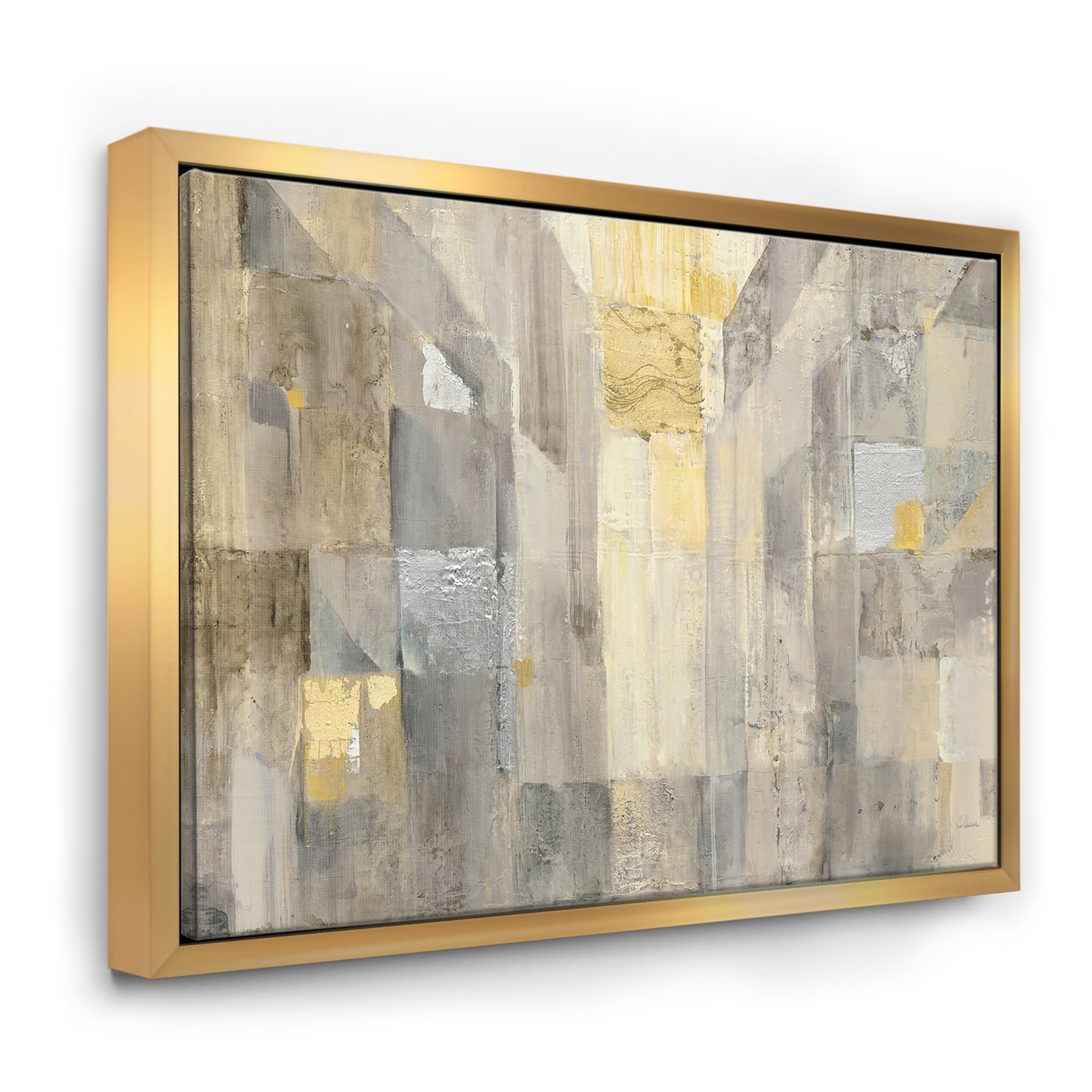 Designart - Gold Square Watercolor - Glam Canvas in Gold Frame