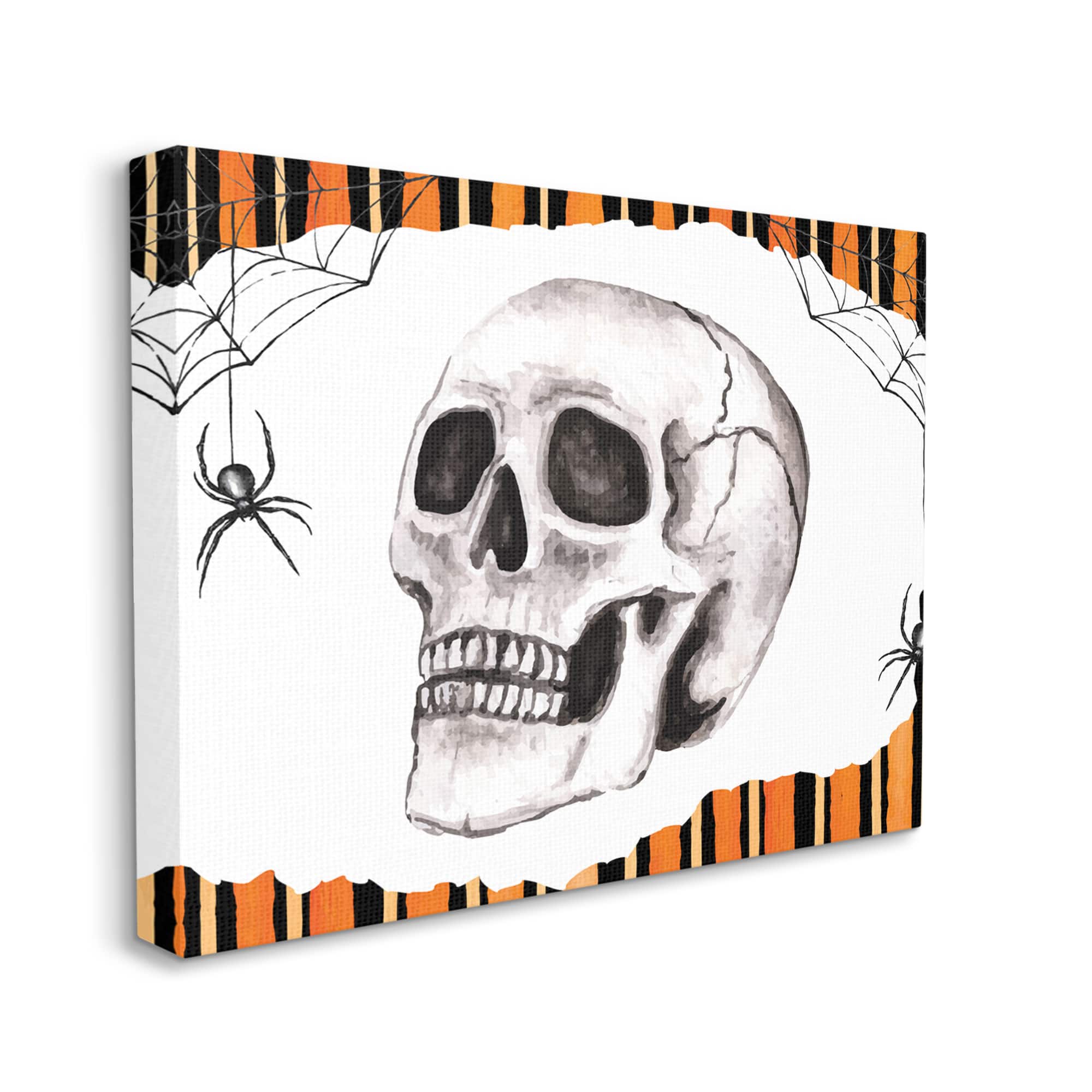 Stupell Industries Orange & Black Striped Skull Canvas Wall Art