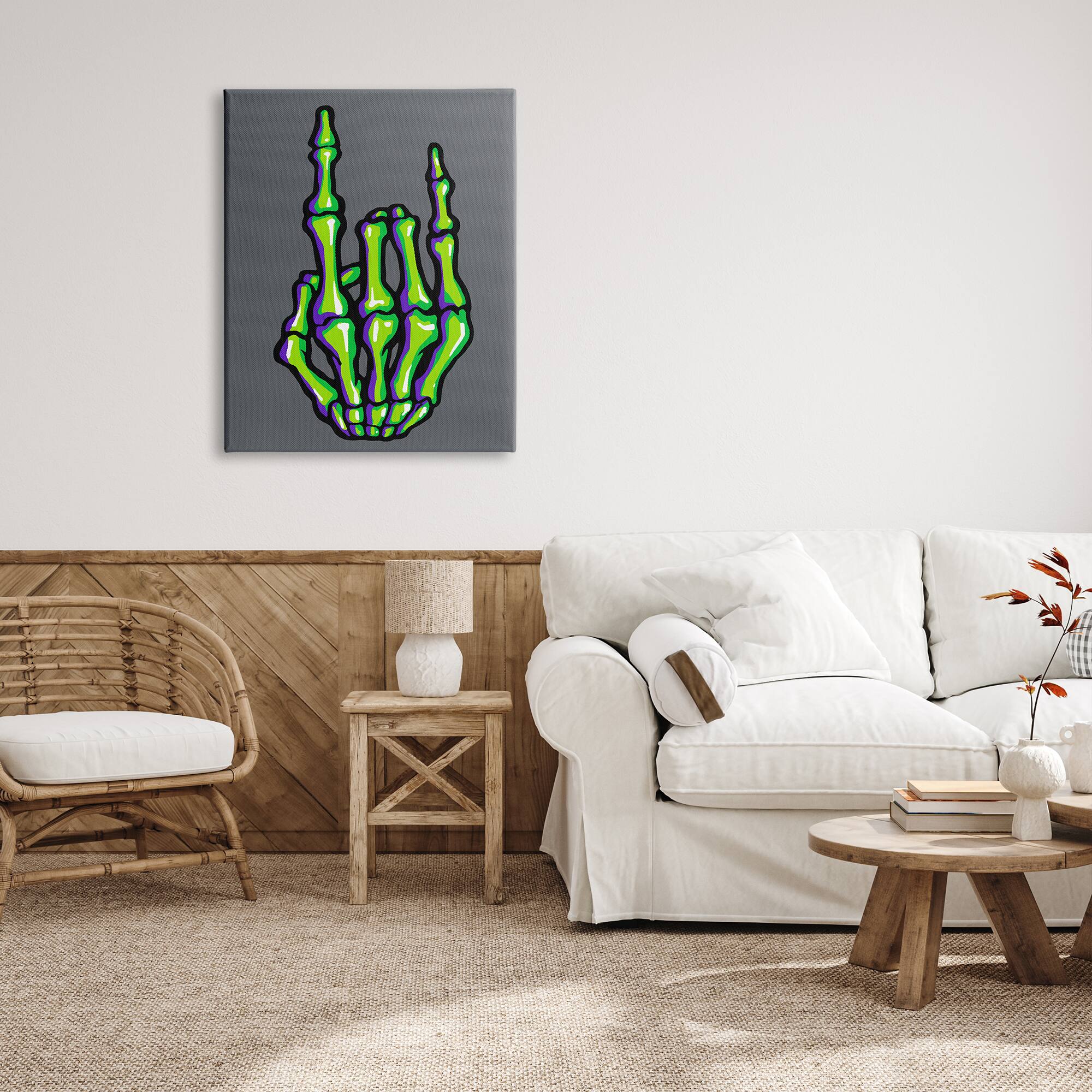 Stupell Industries Rock On Skeleton Hand Canvas Wall Art