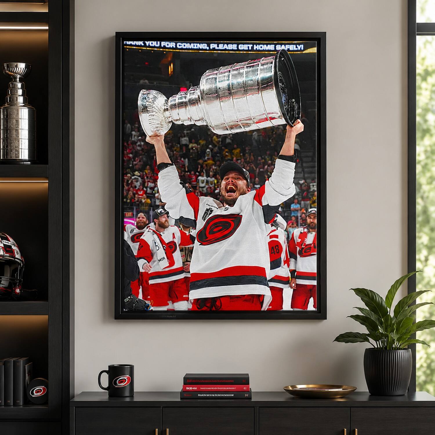 Frameworth 22.5" x 31.5" Licensed Sebastian Aho Hurricanes 2026 Champions Framed Canvas