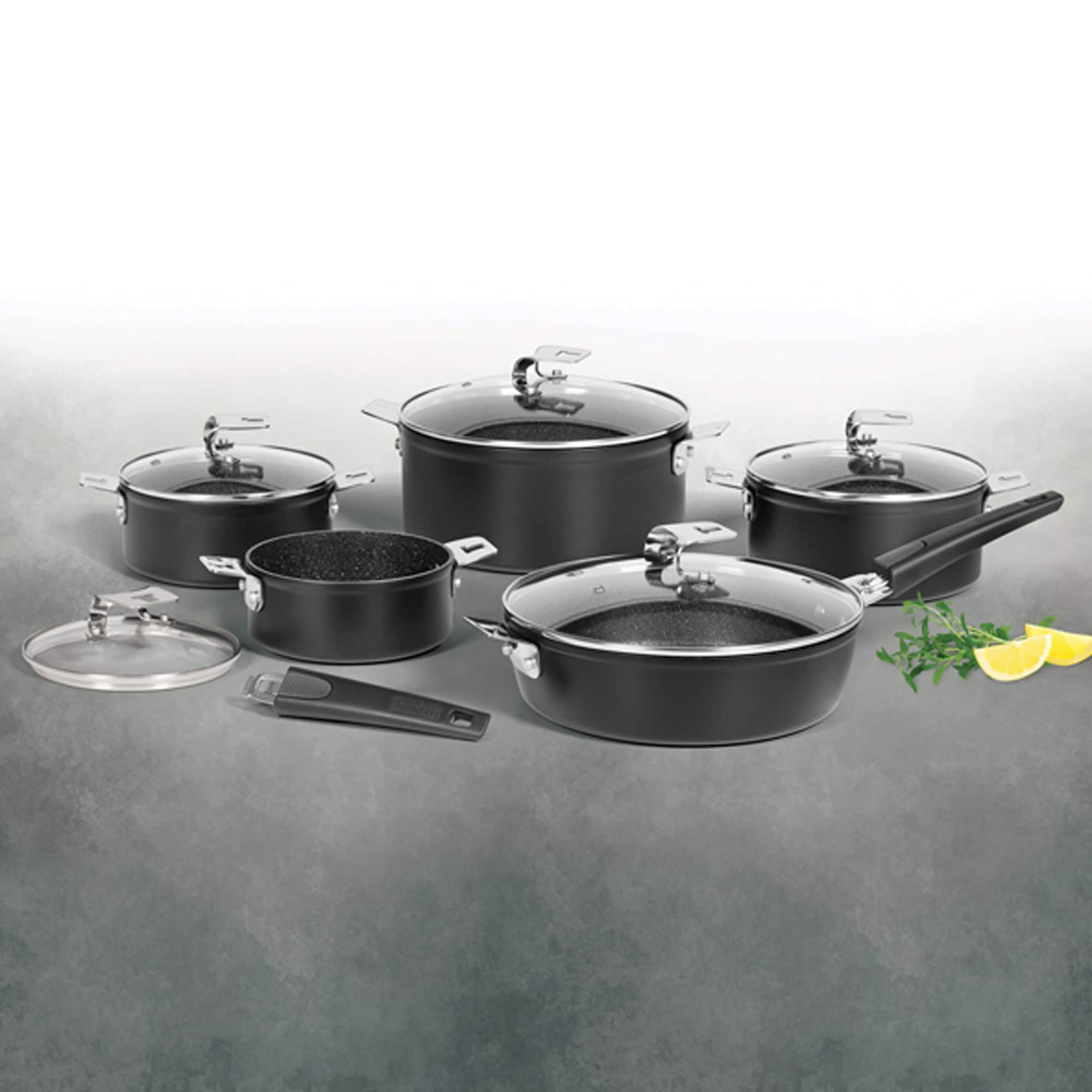 THE ROCK by Starfrit 12-Piece Space-Saving Set With T-Lock Detachable Handles