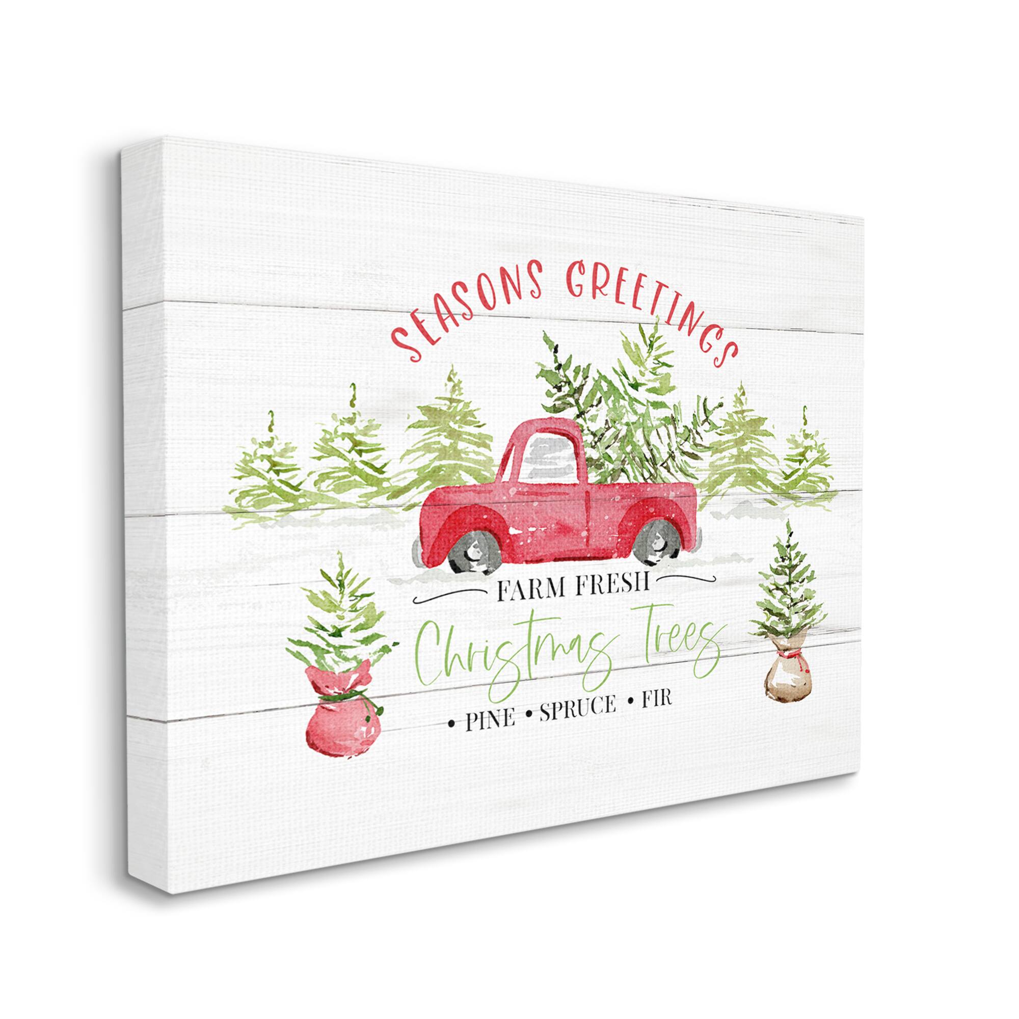 Stupell Industries Farm Fresh Christmas Trees Seasonal Canvas Wall Art