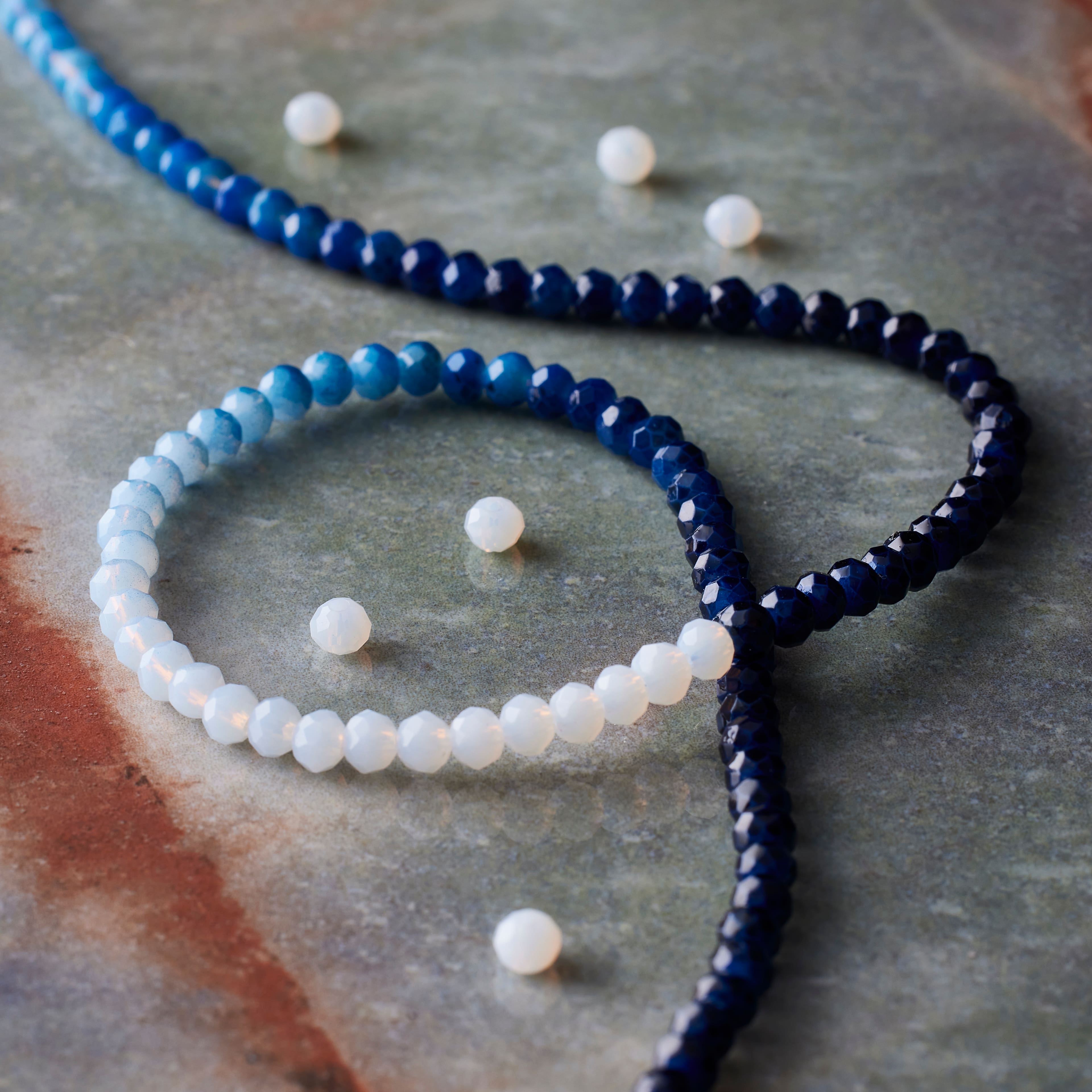 Blue & White Ombre Faceted Glass Rondelle Beads by Bead Landing™