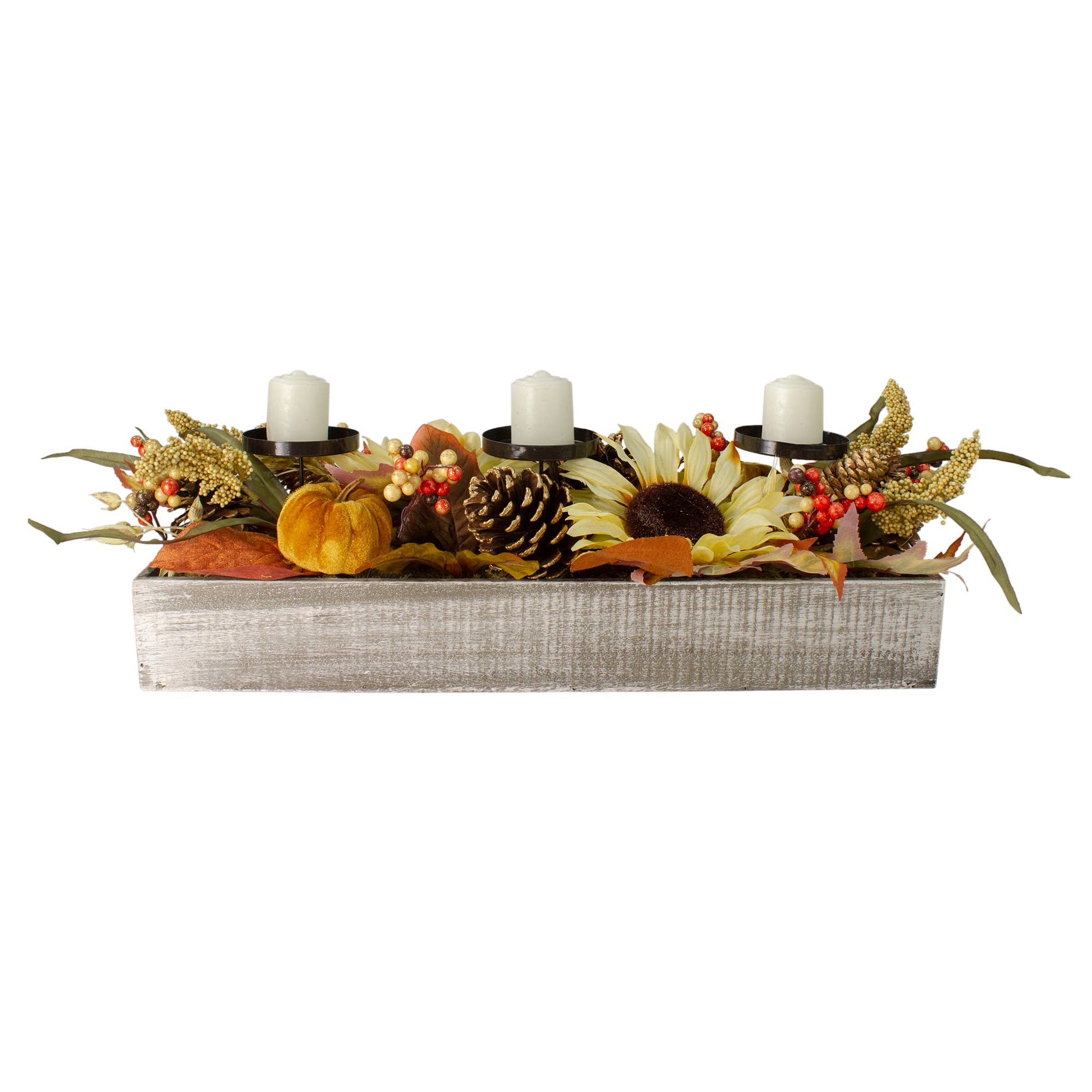 2.5ft. Autumn Harvest Sunflower 3-Piece Candle Holder