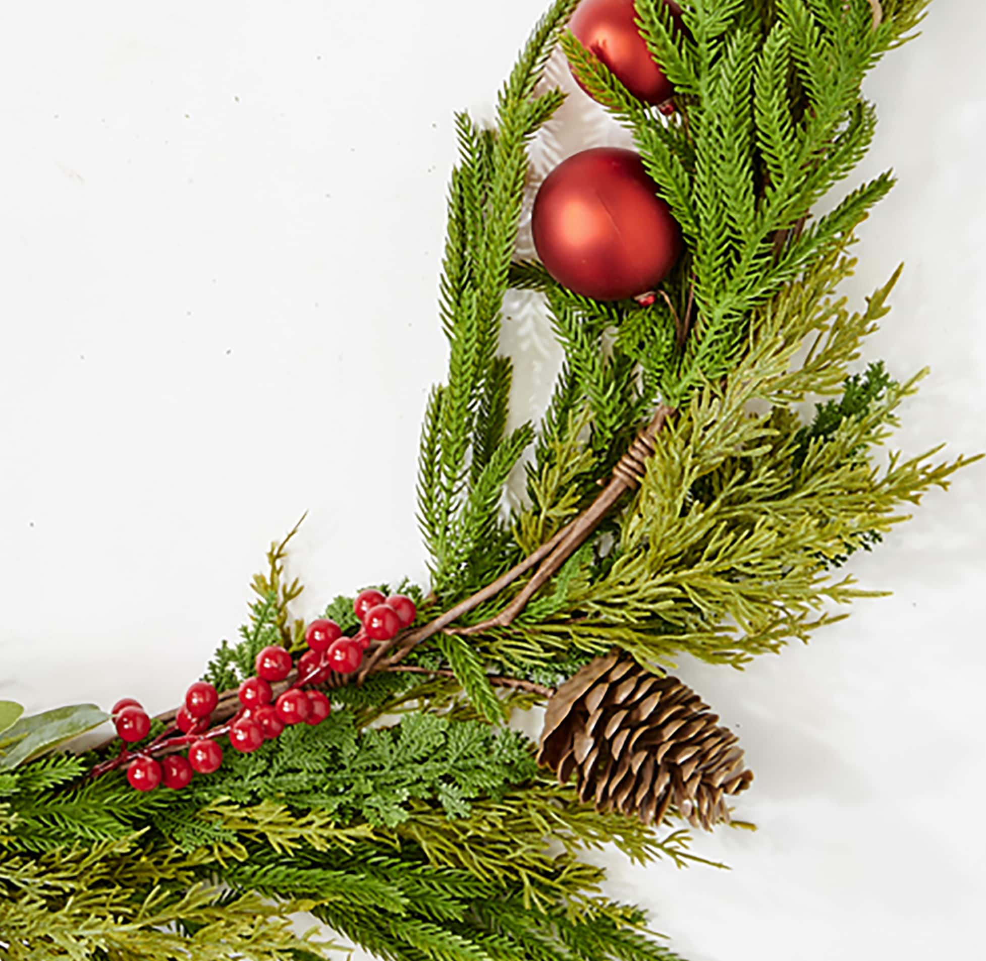 65" Artificial Pine & Cedar Garland with Pinecones