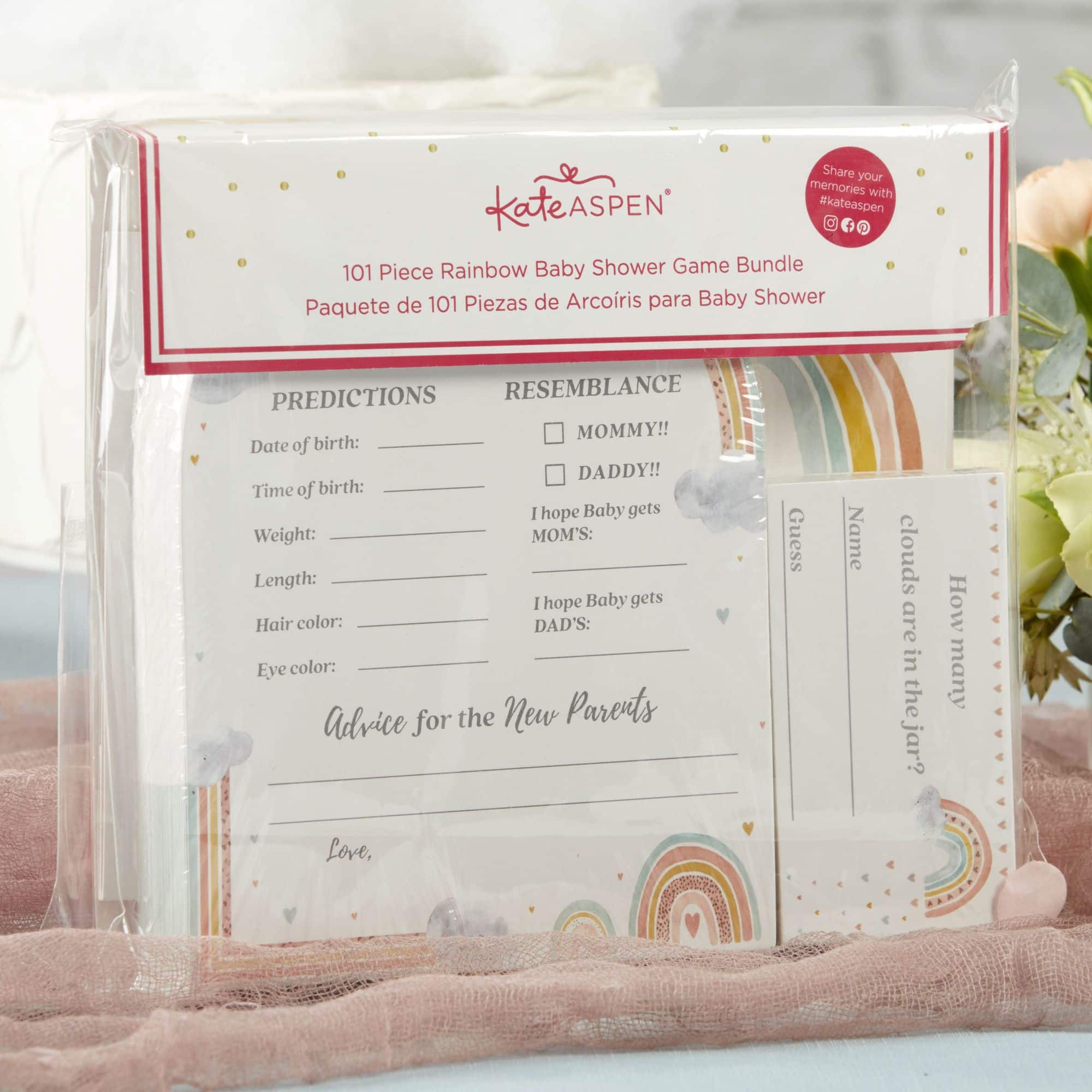 Kate Aspen Boho Rainbow Baby Advice Card & Baby Shower Game Set