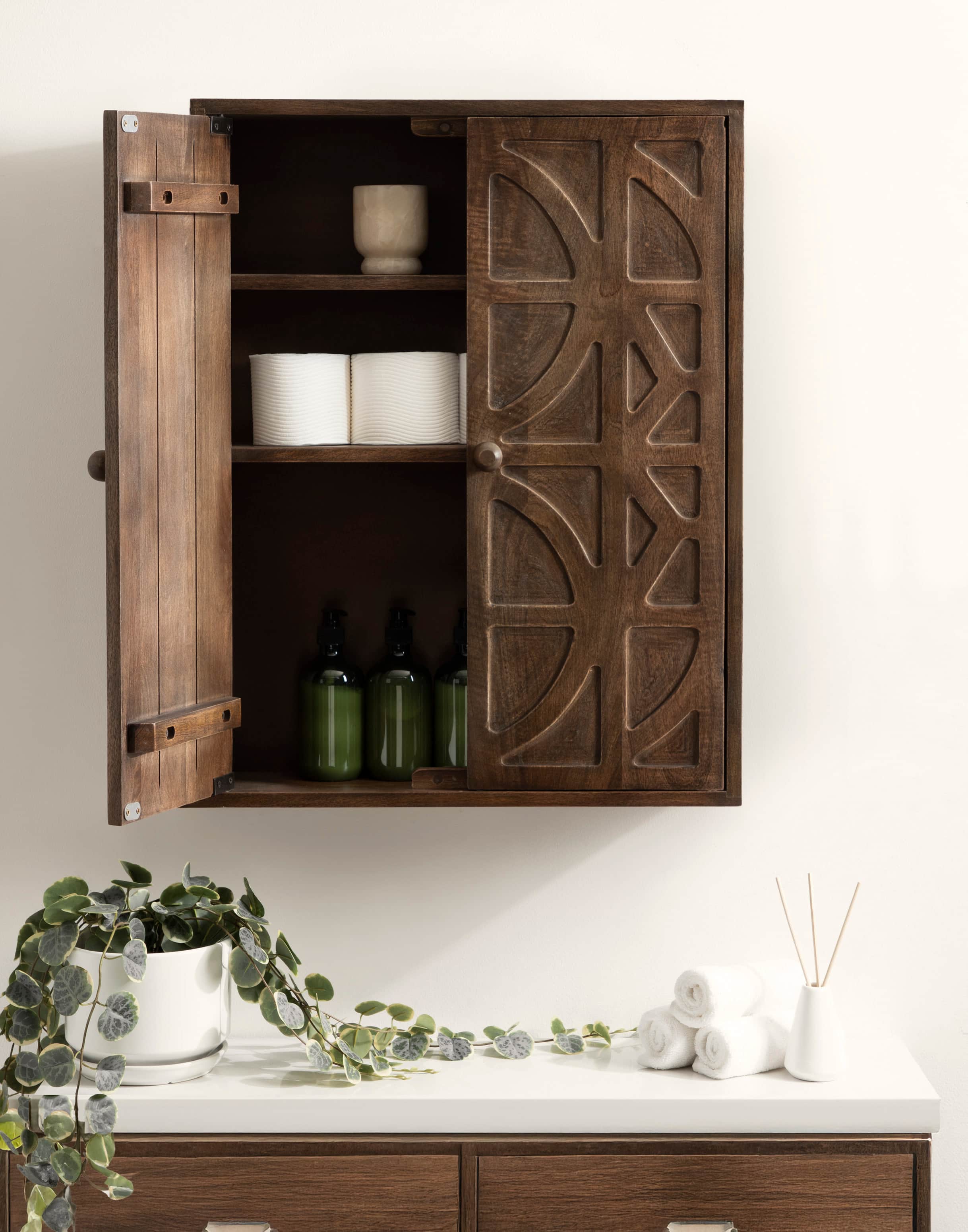 Kate and Laurel Galliene Wood Wall Cabinet with Two Shelves