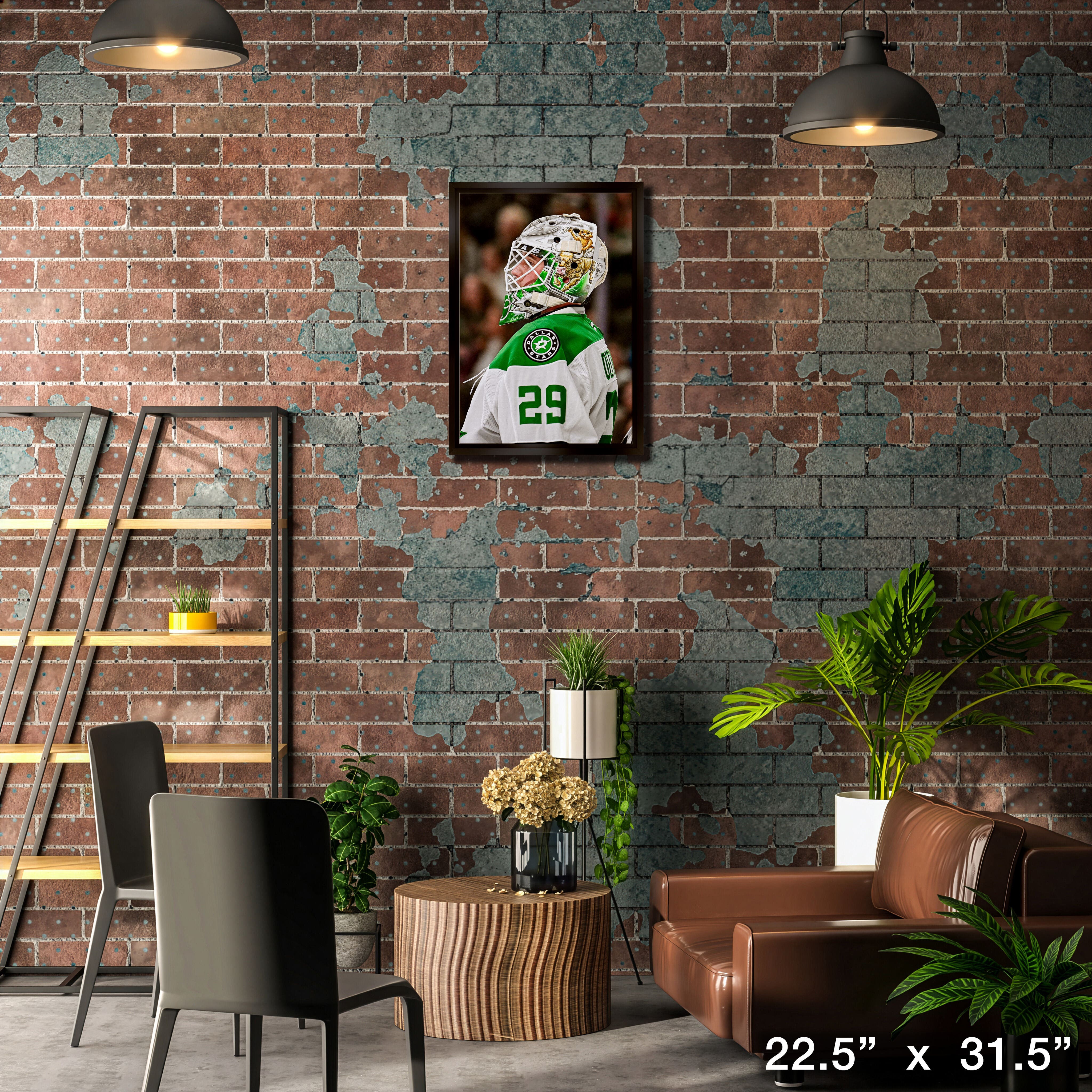 Jake Oettinger 20" x 29" Framed Canvas Stars 2025 Playoffs 22.5" x 31.5"
