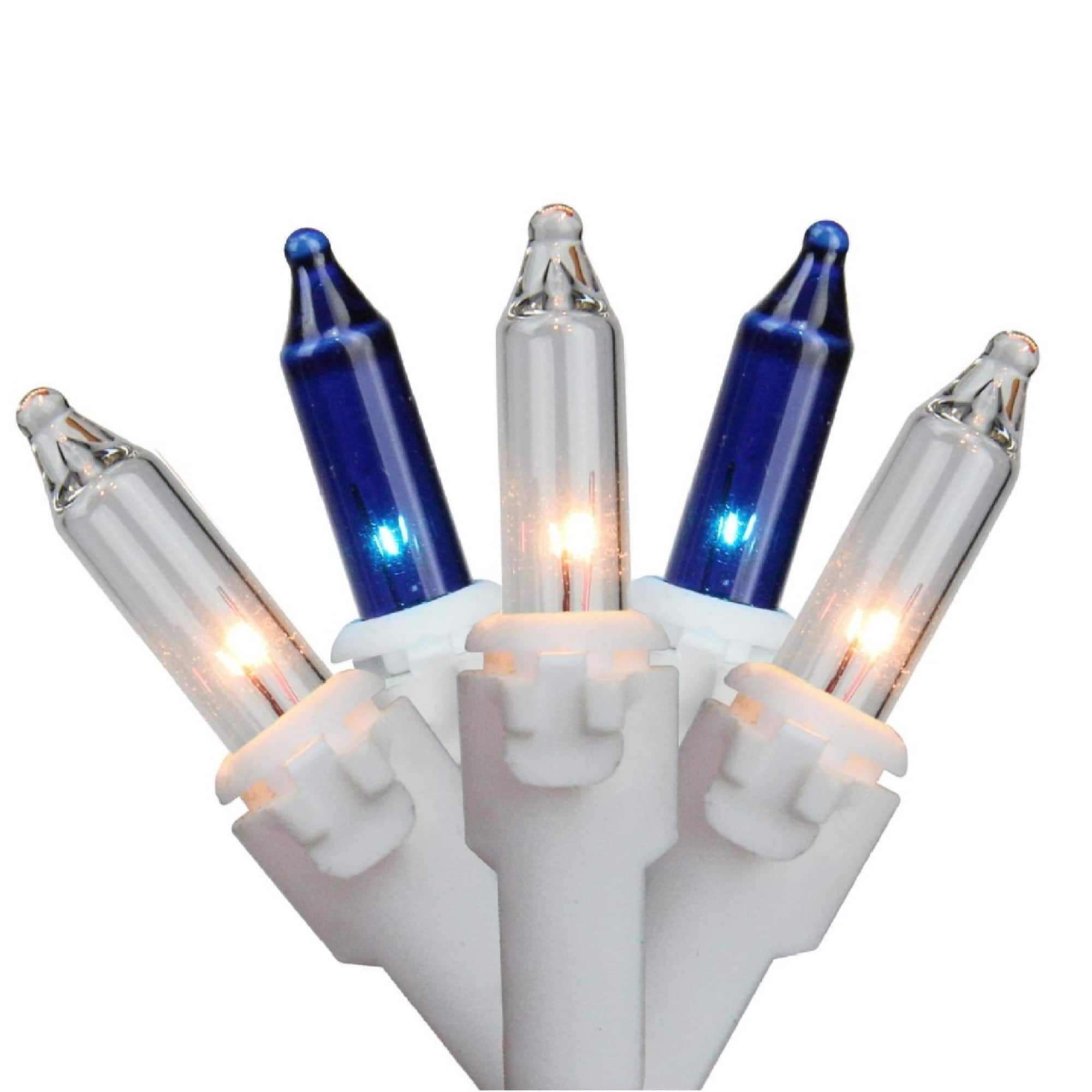 50ct. Blue & Clear Mini Window Curtain Icicle Christmas String Lights