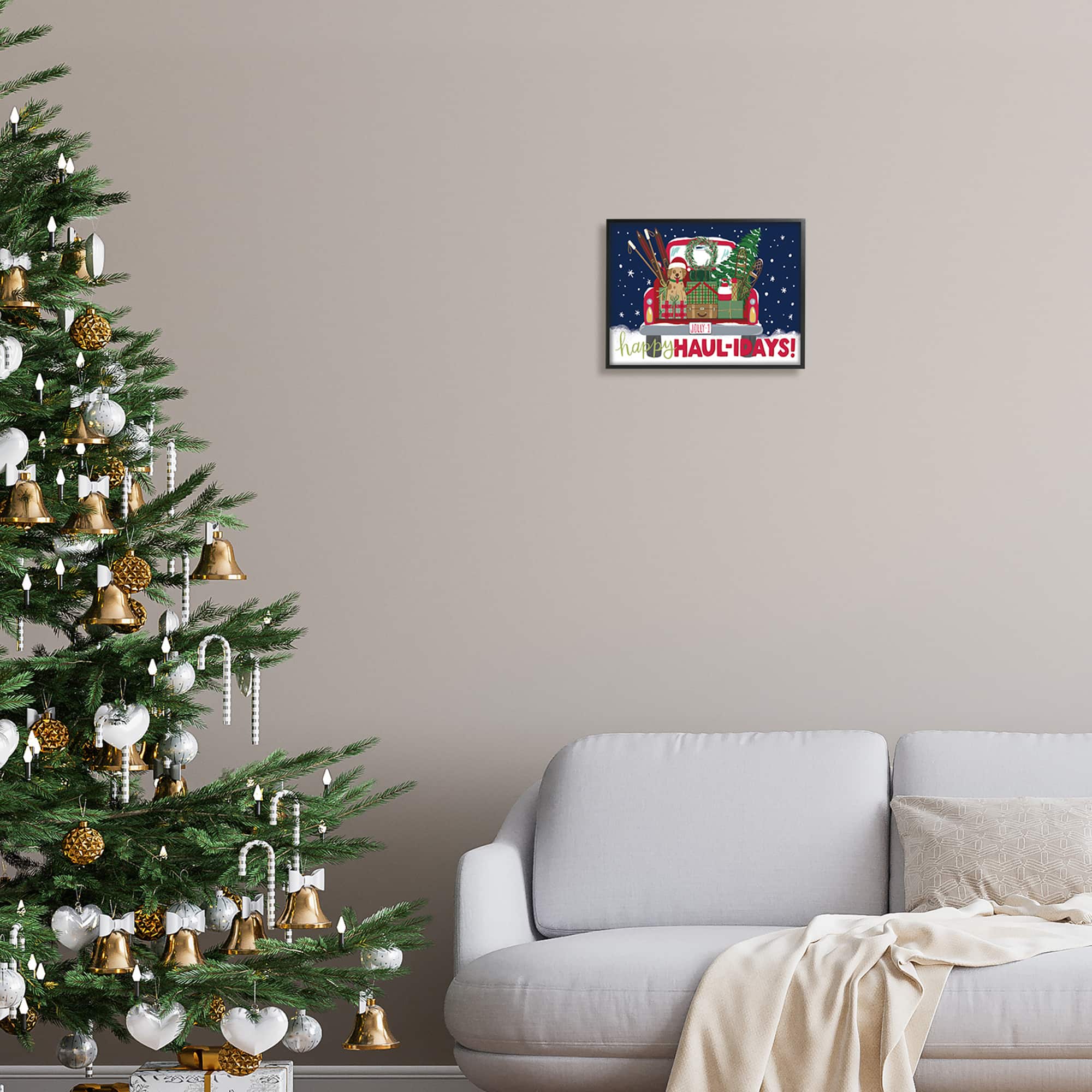 Stupell Industries Happy Haul-idays Christmas Gift Truck Framed Giclee Art