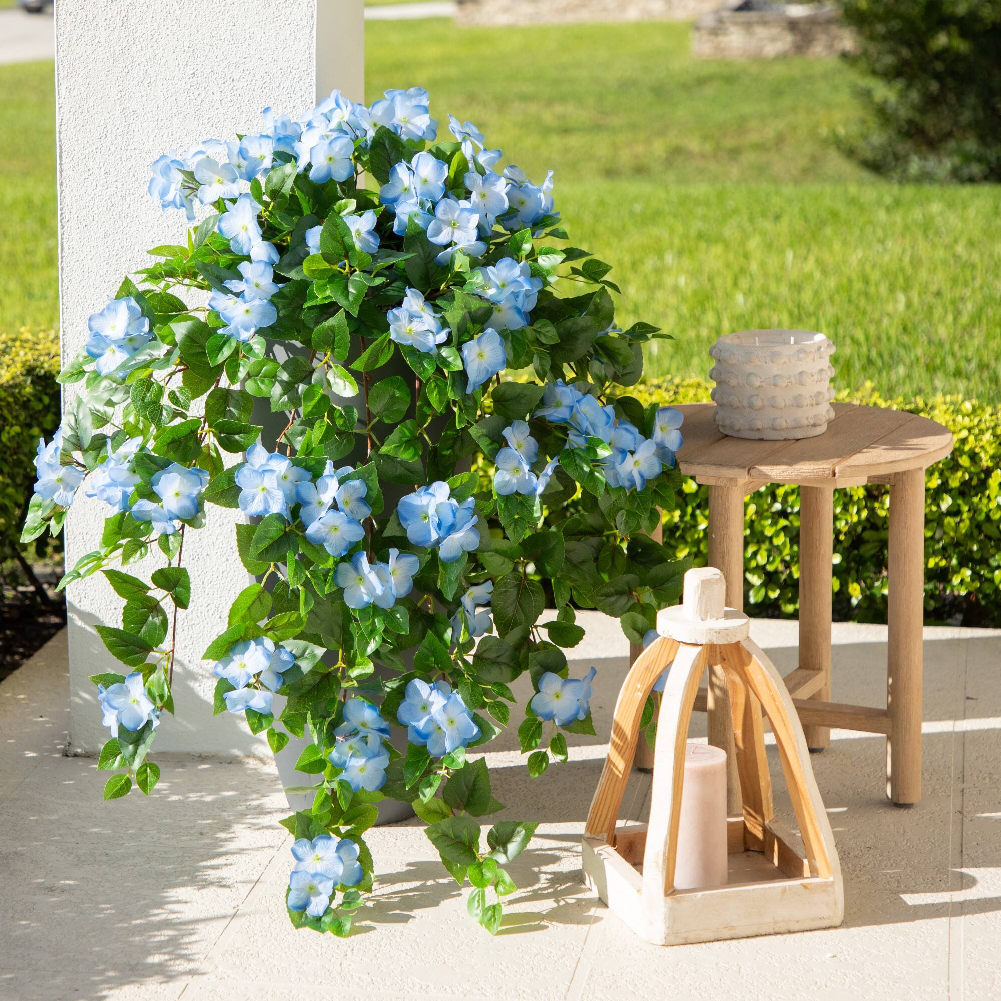 41" UV Resistant Artificial Hydrangea Hanging Plants