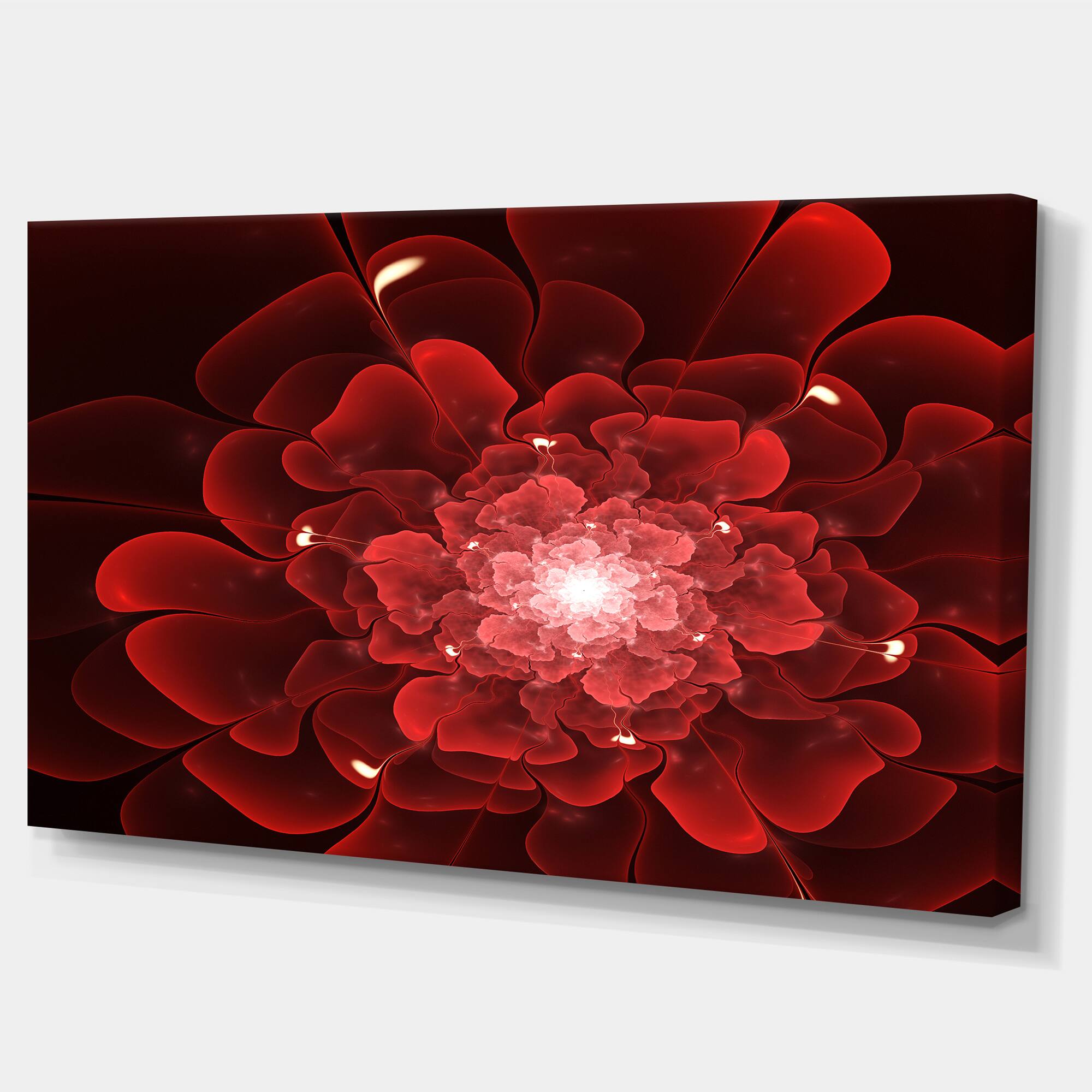 Designart - Fractal Flower Clear Red Digital Art - Floral Canvas Art Print