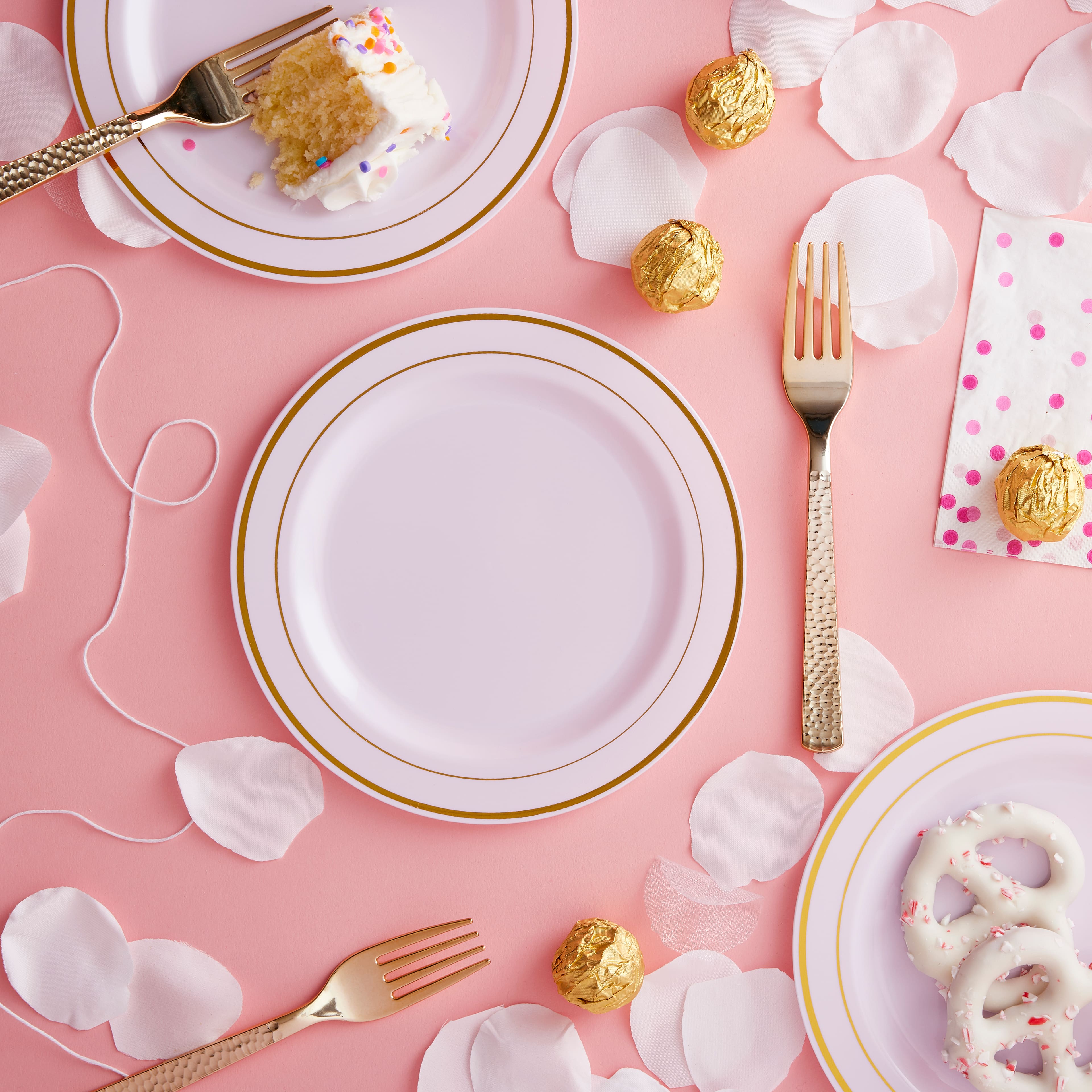 12 Packs: 10 ct. (120 total) 7.5" Round Lunch Plates with Gold Trim by Celebrate It™