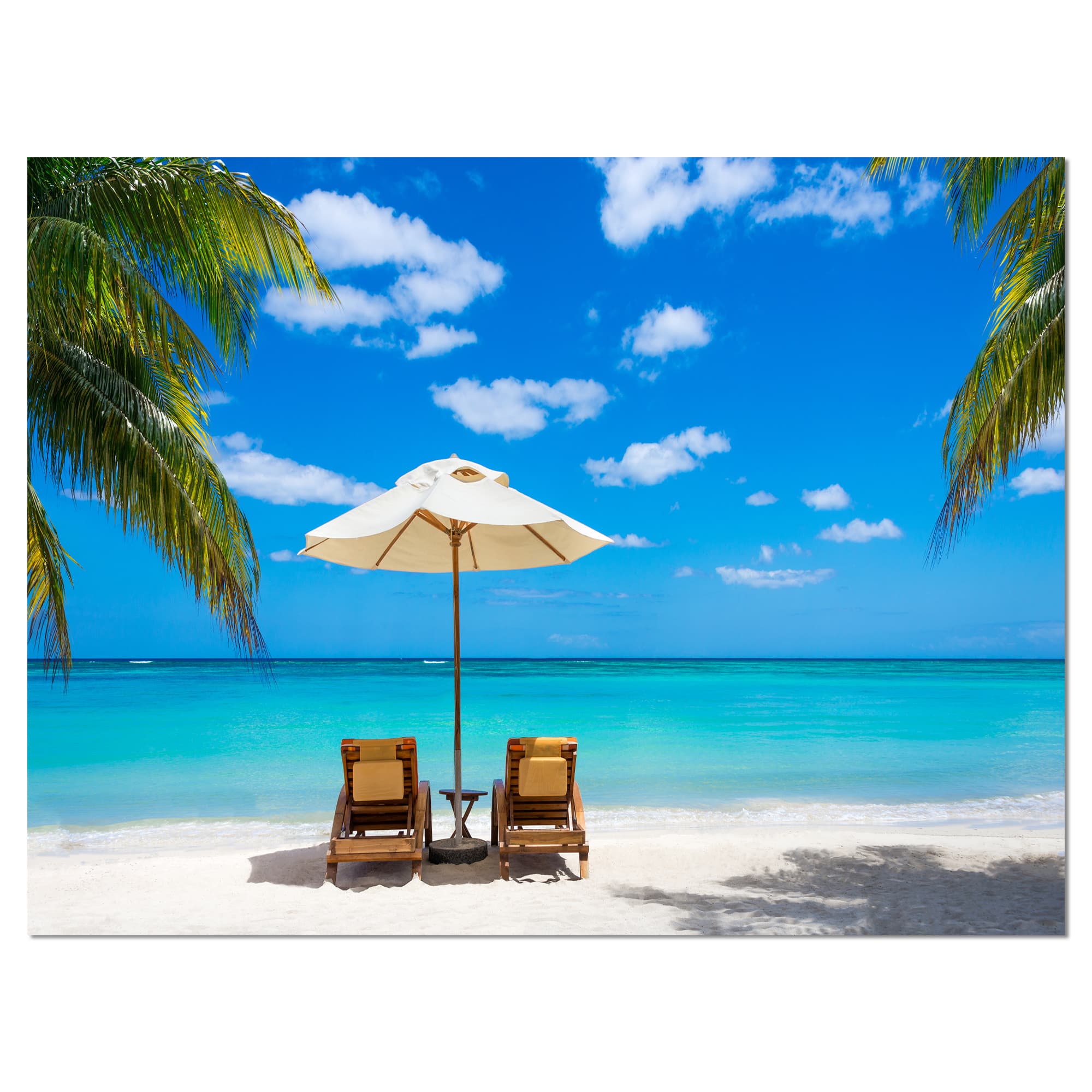Designart - Turquoise Beach with Chairs - Seashore Photo Canvas Print in Blue | 20" x 12" | Michaels&Acirc;&reg;