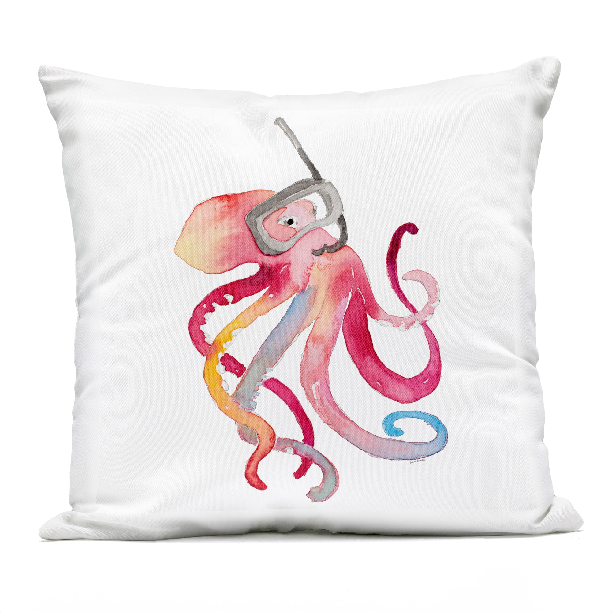 Stupell Industries 18" x 18" Snorkel Mask Octopus Print Outdoor Throw Pillow