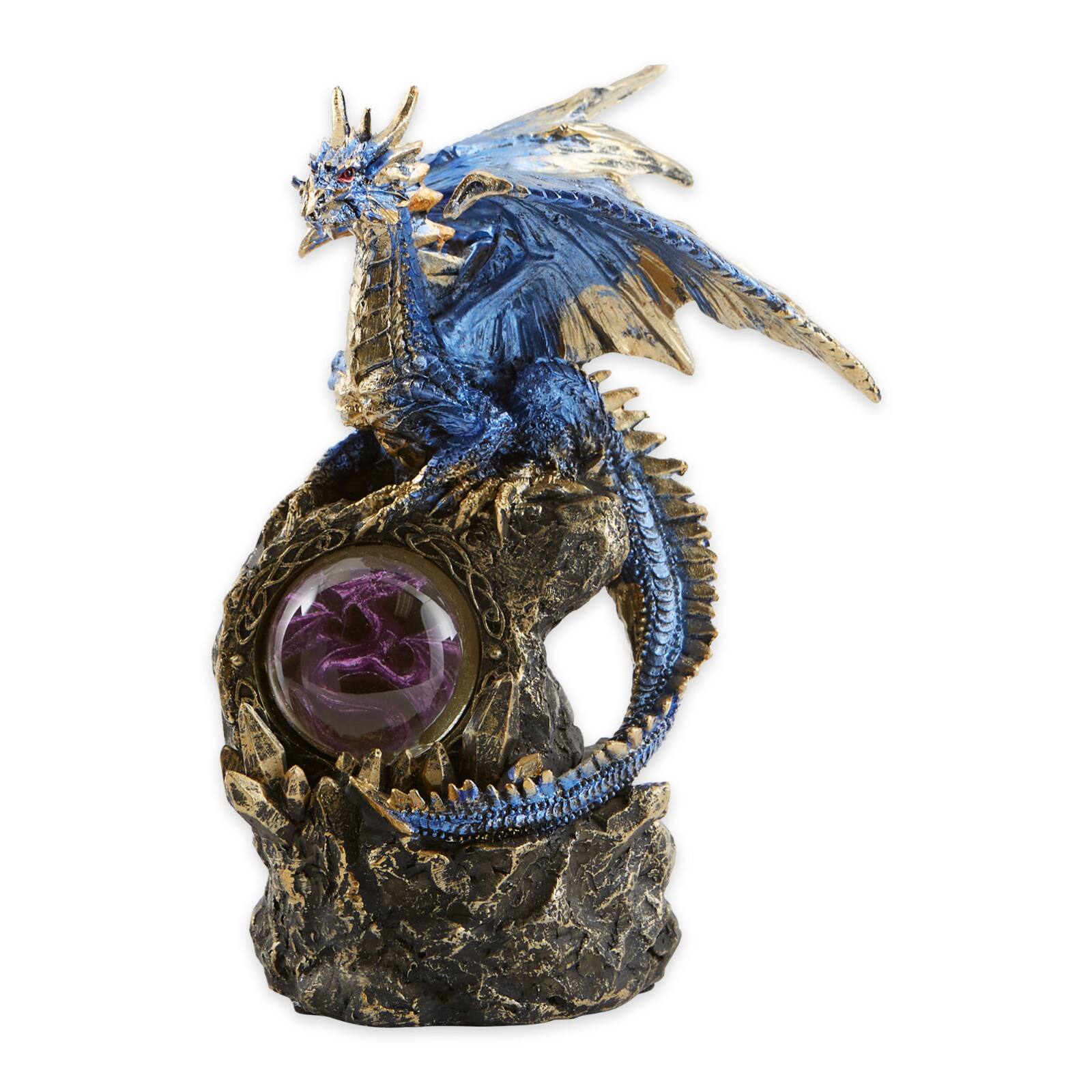 Blue Dragon on Rocks Statue 6" x 5.5" x 8.25