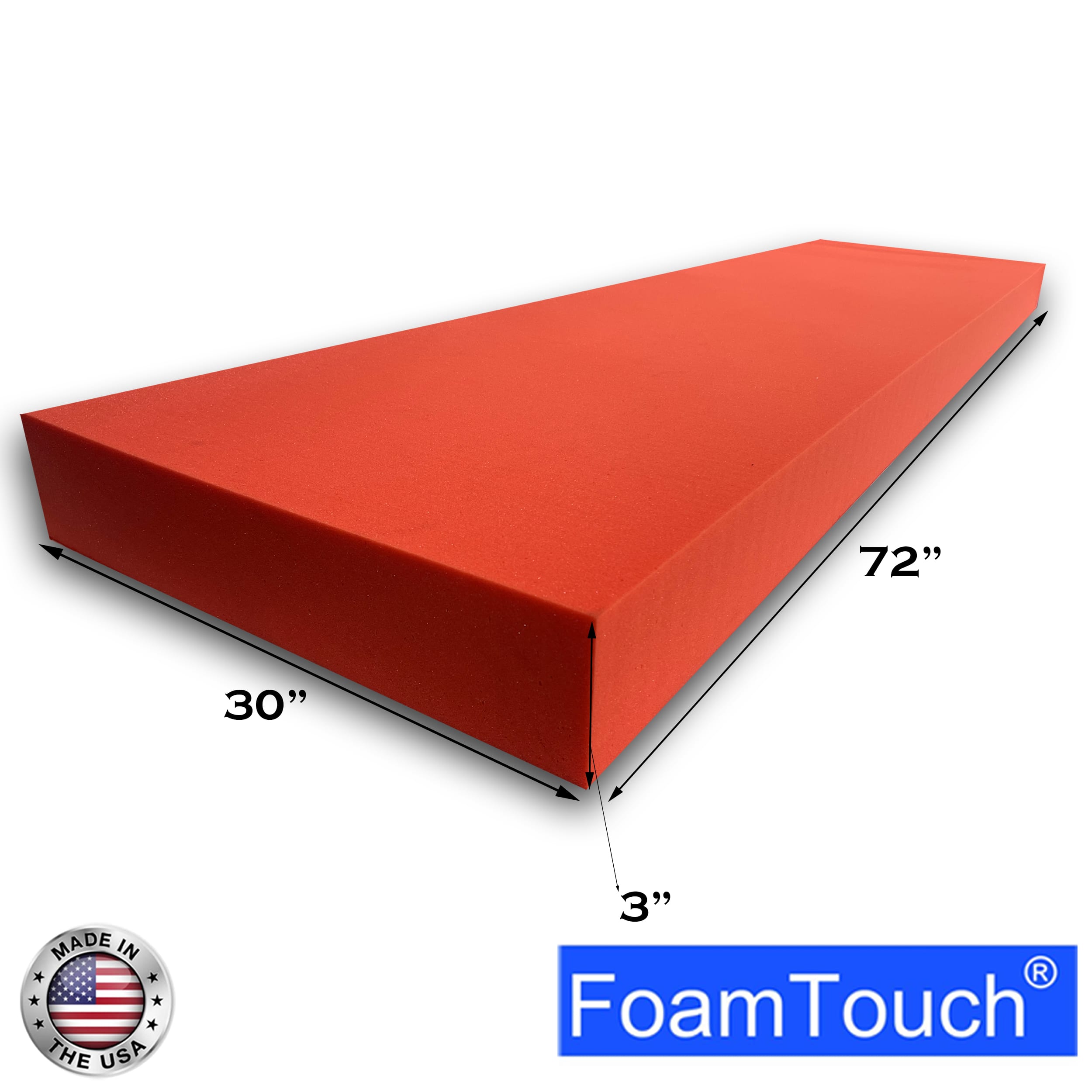 FoamTouch® 3" x 30" x 72" High Density Upholstery Foam