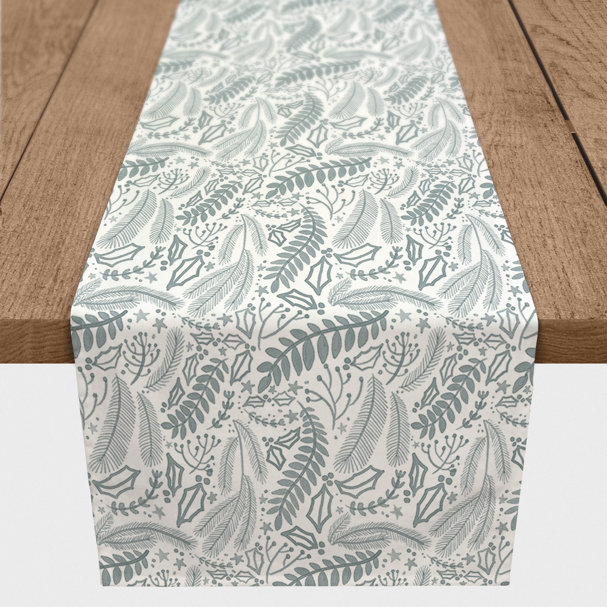 Green Winter Pattern 16" x 72" Cotton Twill Runner