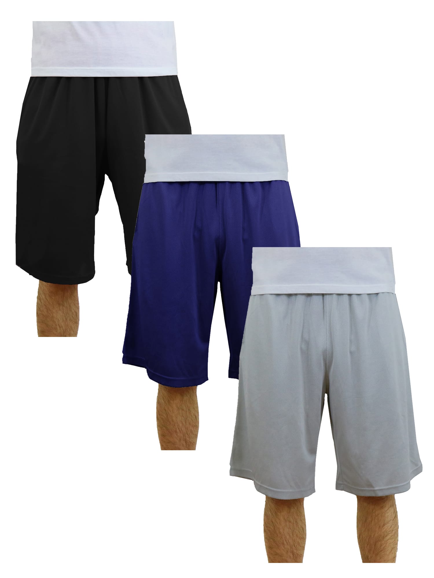 Galaxy by Harvic Men's Moisture Wicking Performance Basic Mesh Shorts 3 Pack