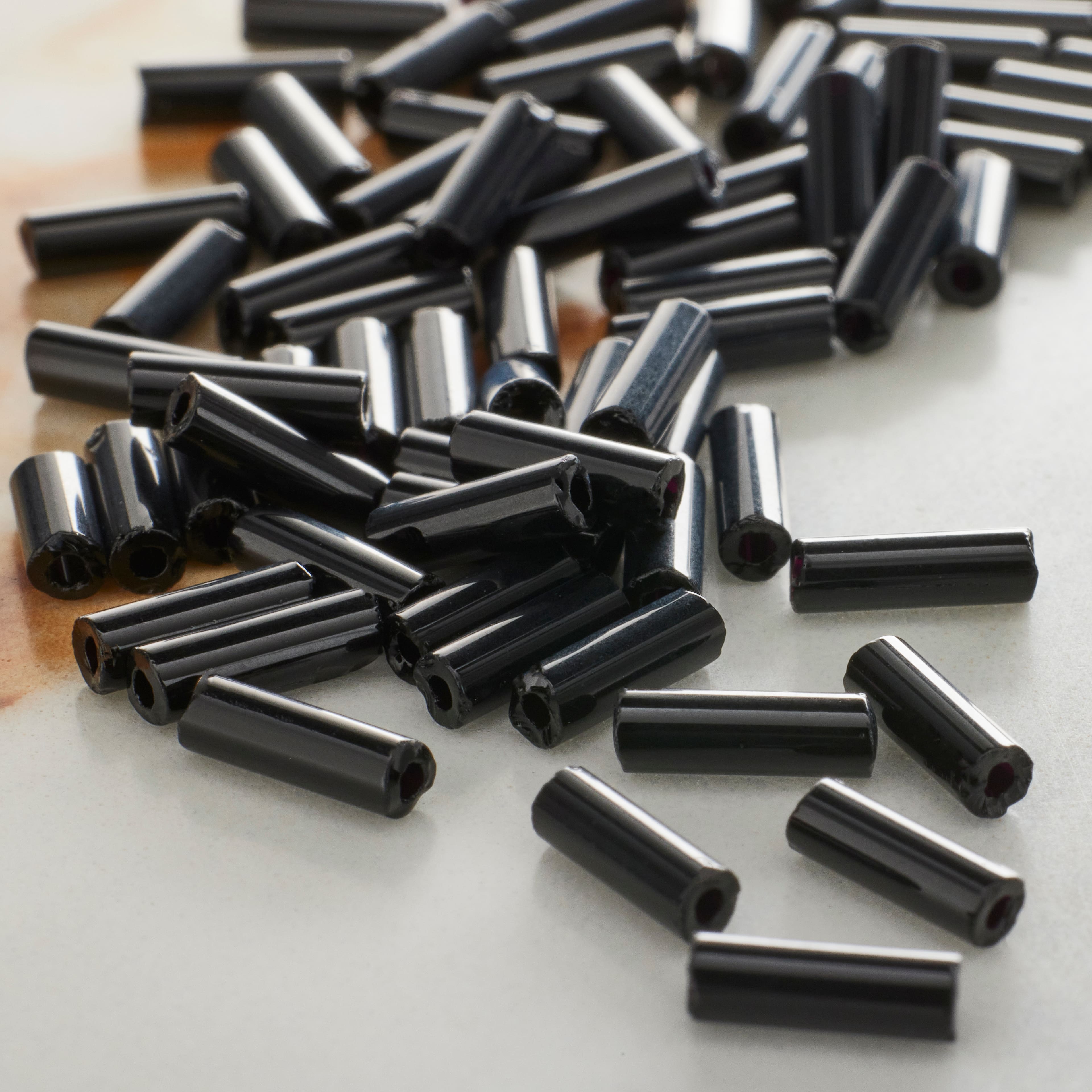 Dazzle-It!™ Opaque Czech Glass Bugle Beads, Jet Black