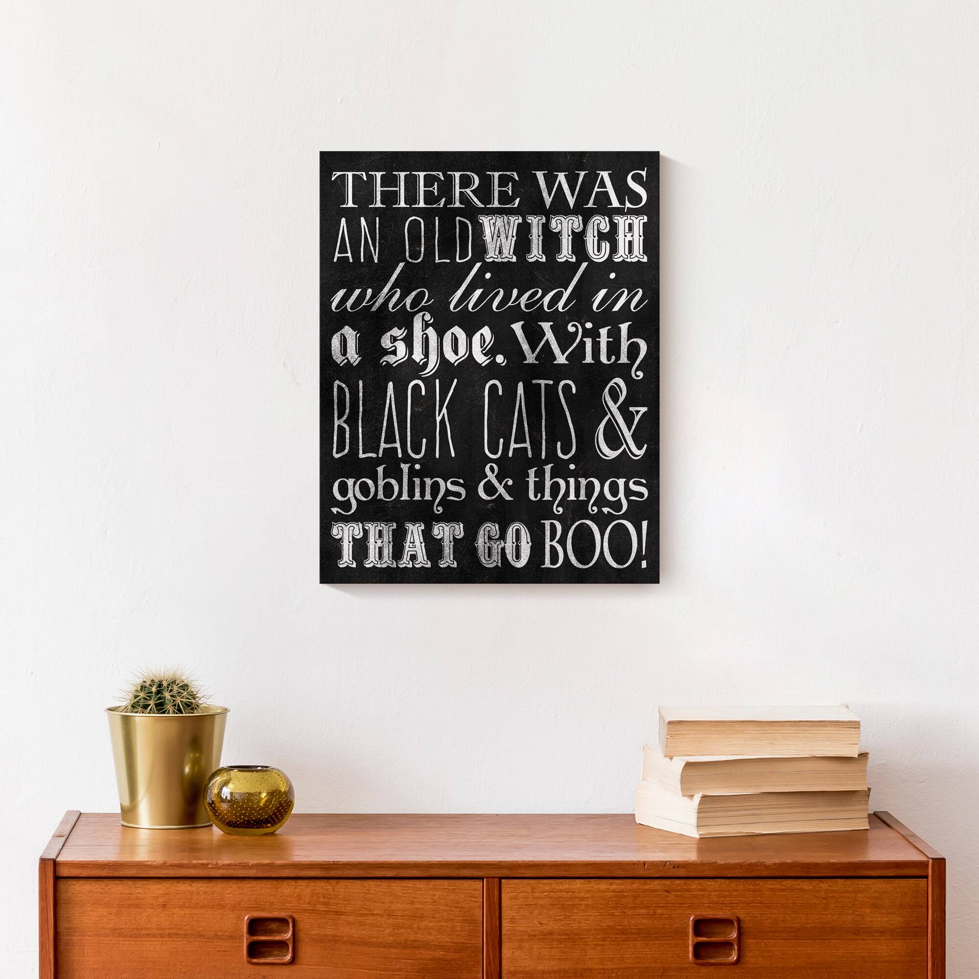 Black & White Old Witch Canvas Wall Art