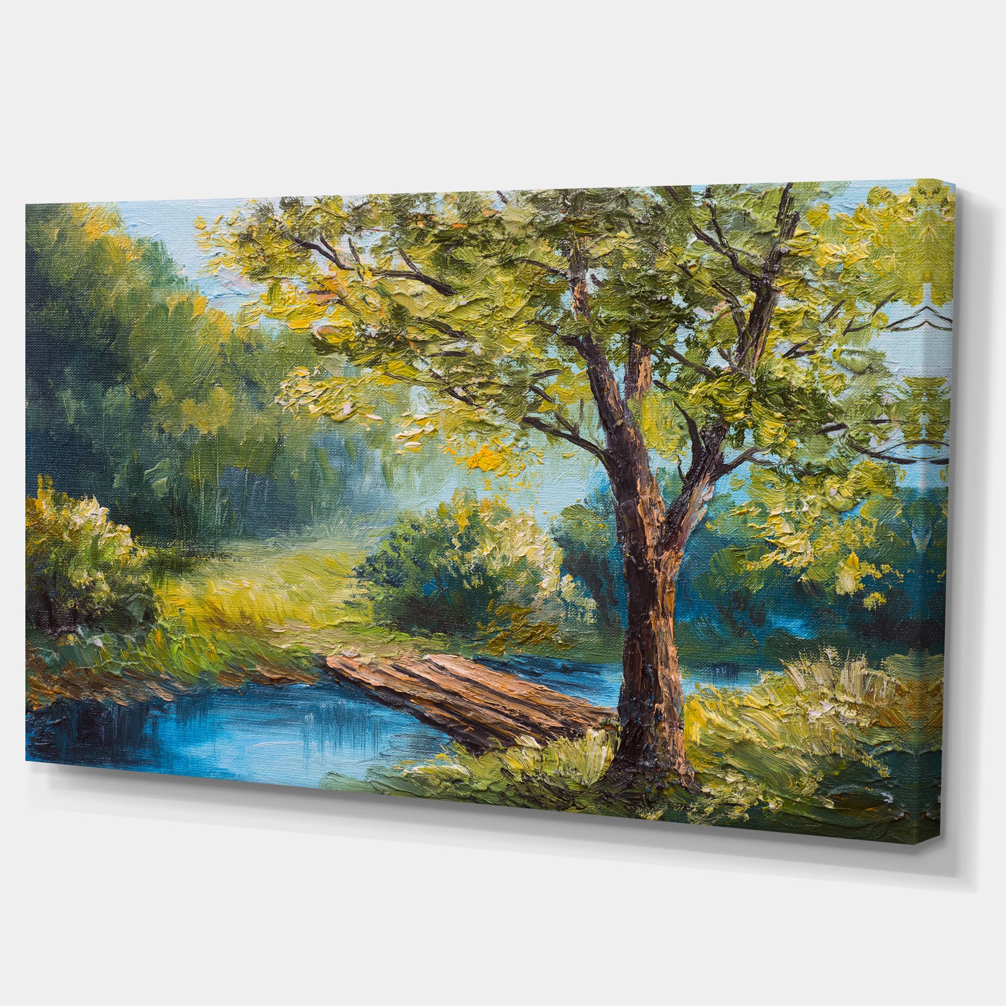 Designart - Summer Forest with Beautiful River - Landscape Art Print Canvas