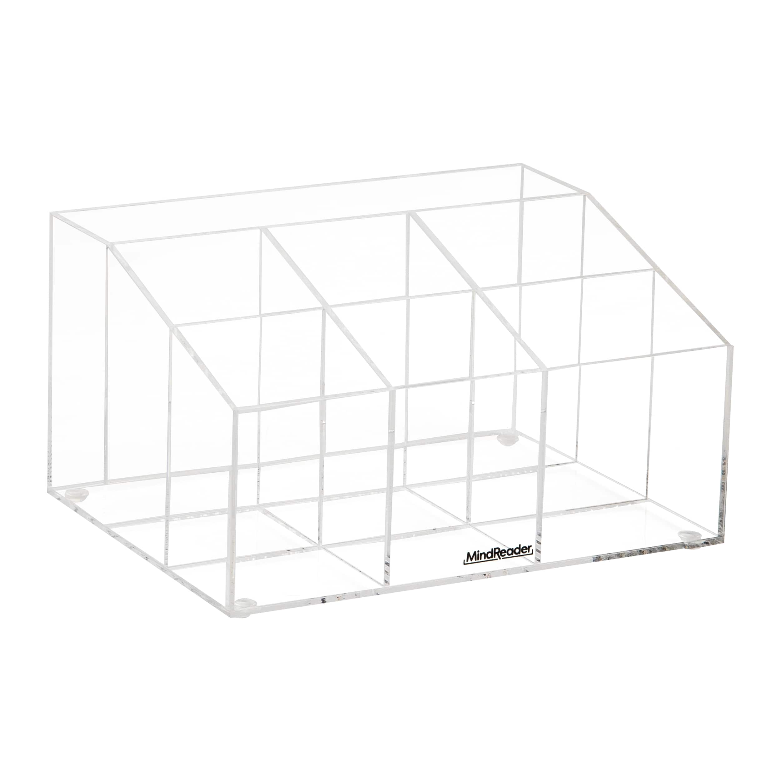 Mind Reader Desktop Organizer, 7-compartment, Office Essentials, Modern, Office, Acrylic, 8.5"L x 6.5"W x 4.75"H, Clear