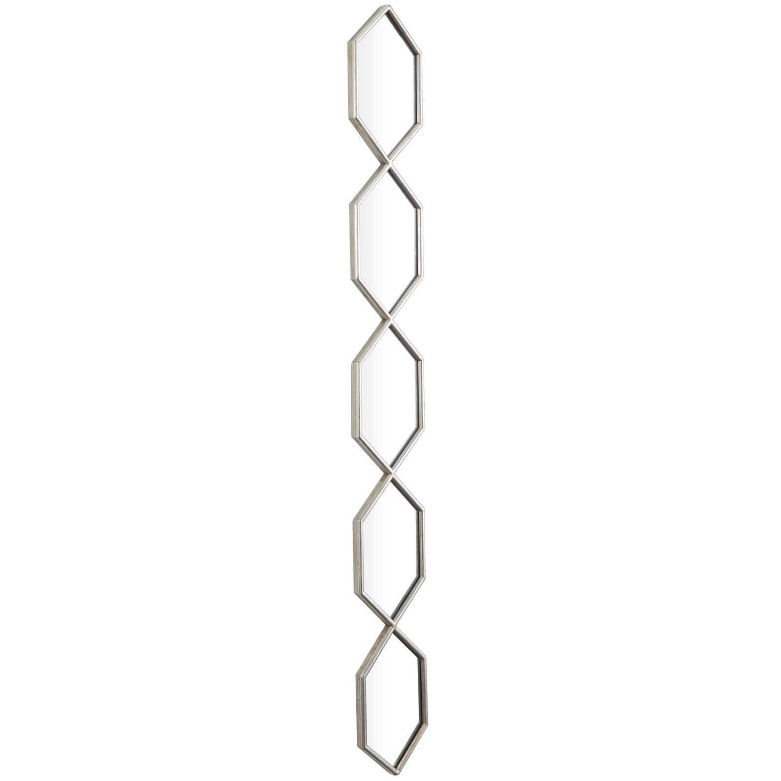 Silver Metal Slim Stacked Chain 5 Layer Wall Mirror with Trellis Pattern 7" x 1" x 59"
