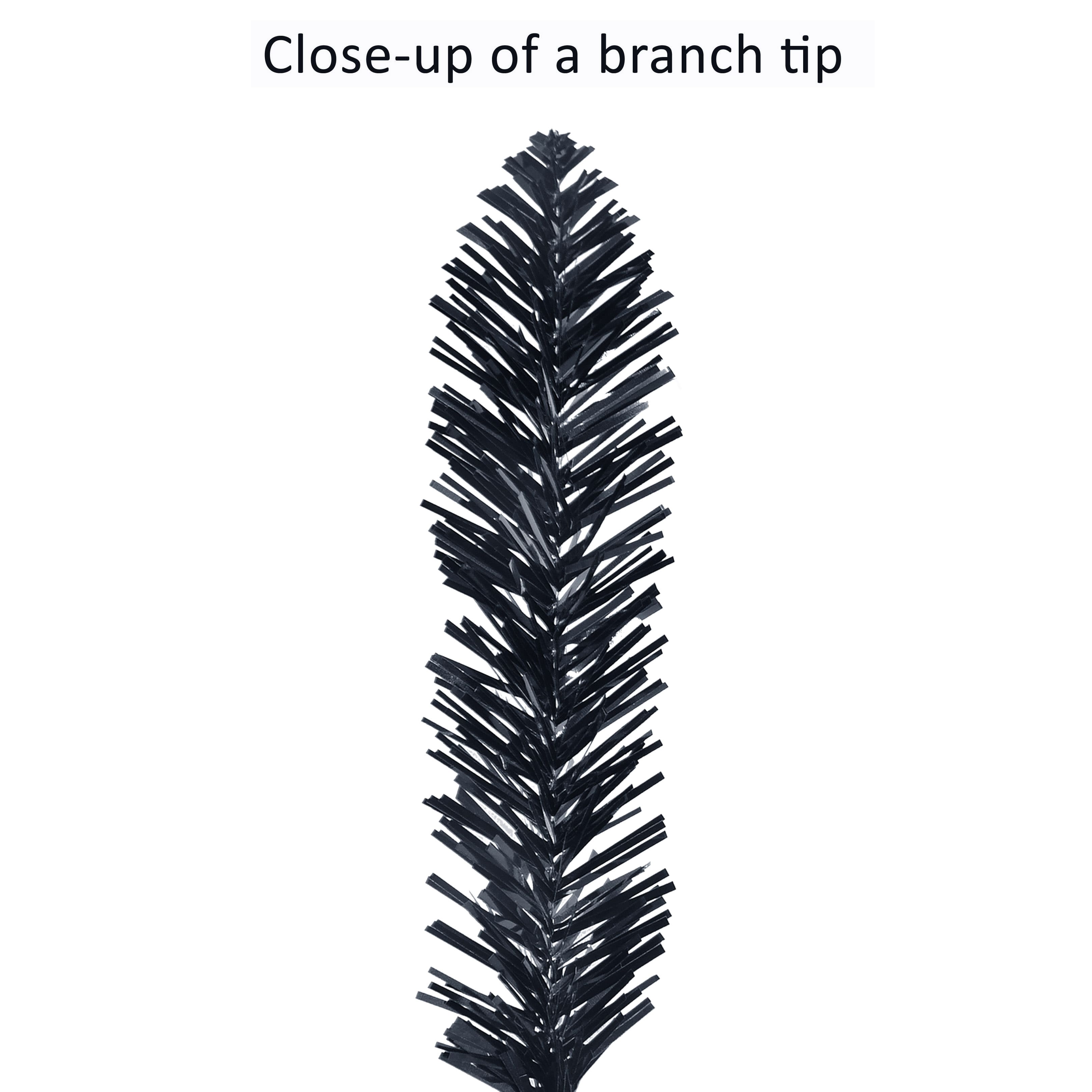 6ft. Pre-Lit Black Tinsel Artificial Tree, Clear Lights