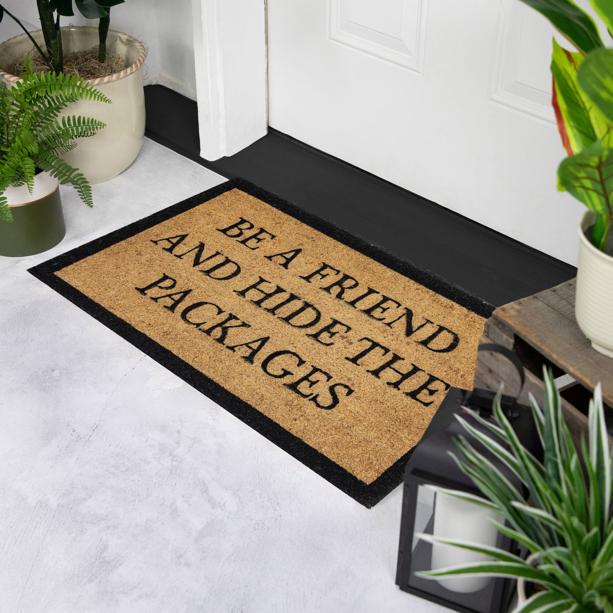 Rectangular "Hide The Packages" Doormat 30" x 18"
