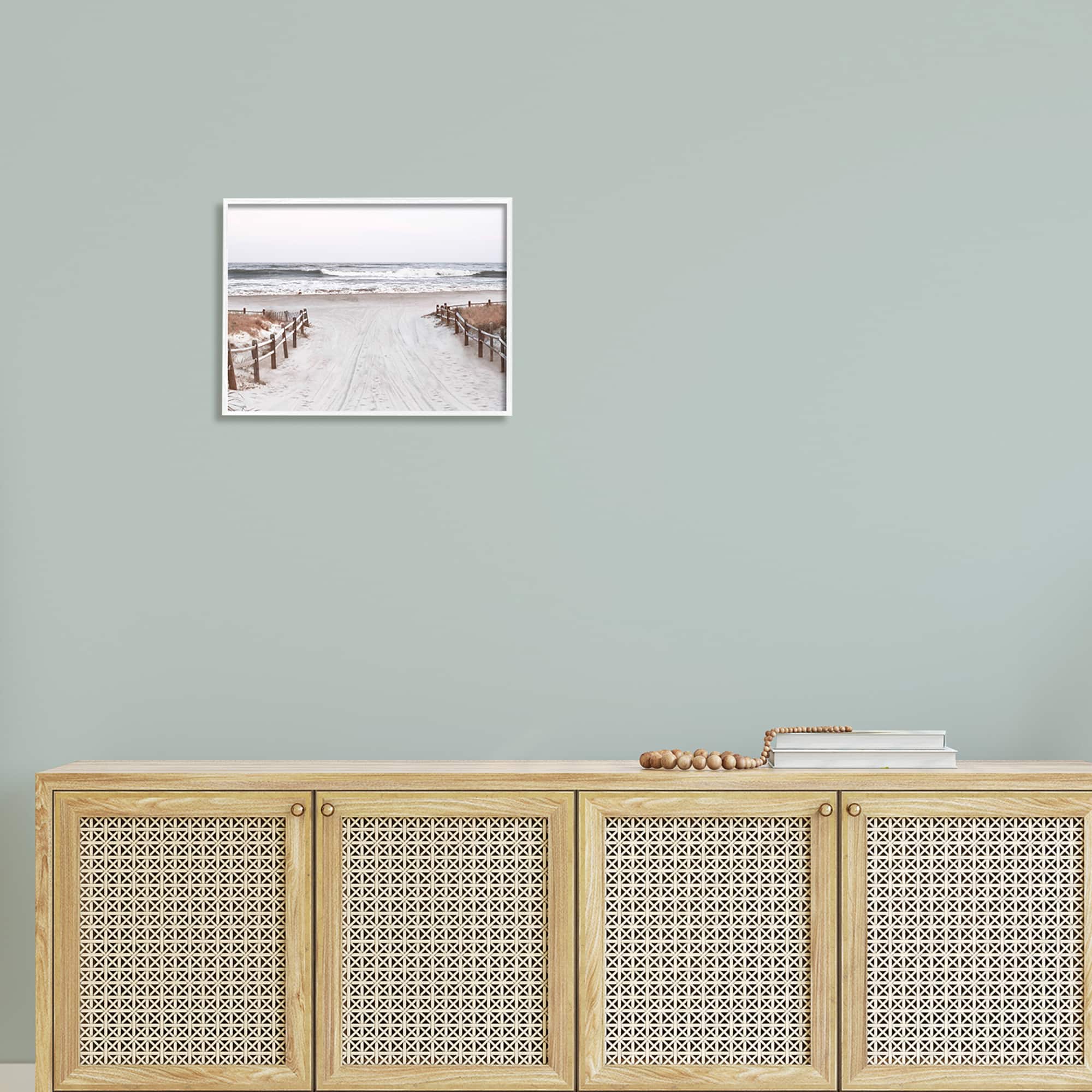 Stupell Industries Beach Wave Shoreline Foggy Horizon Framed Giclee Art