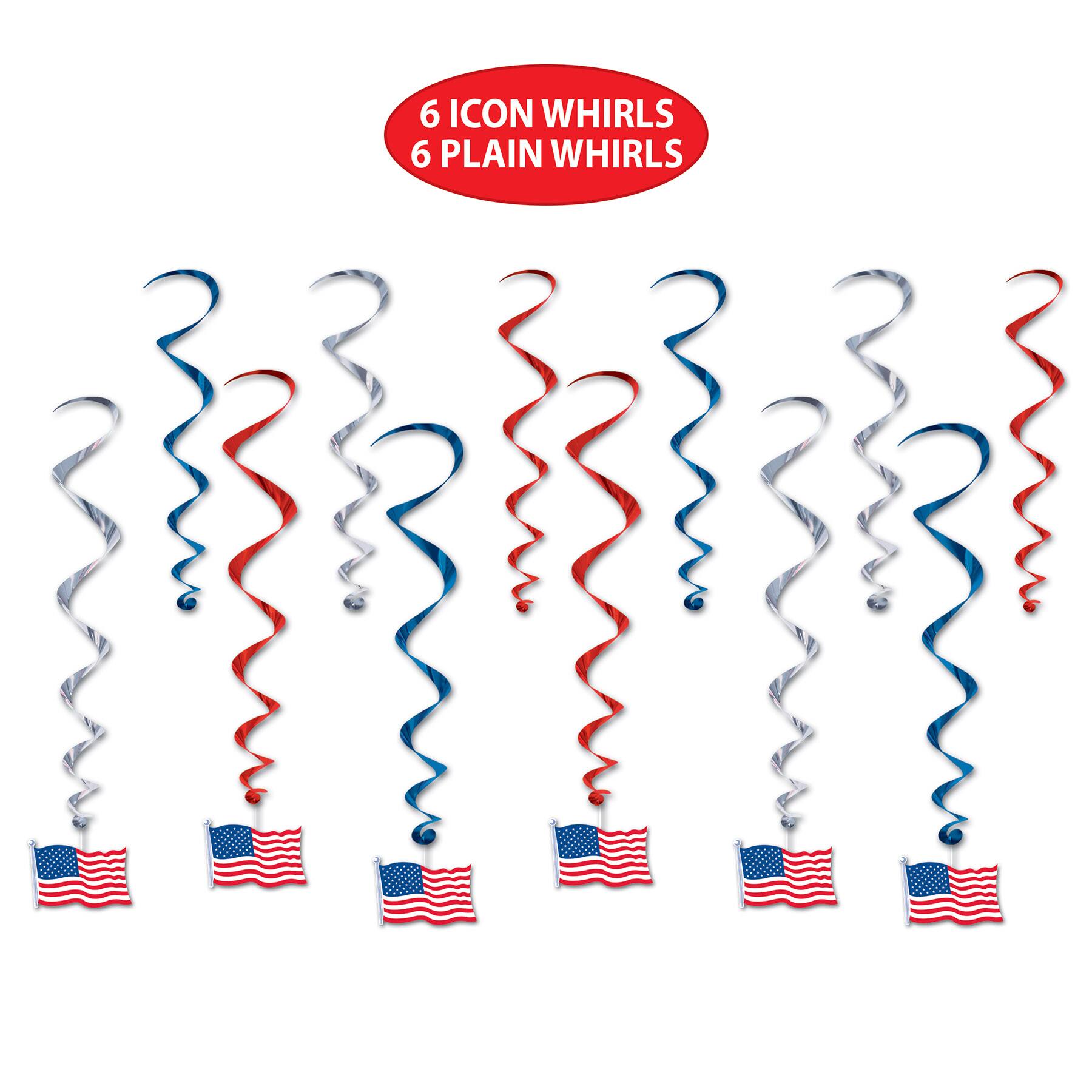 Beistle American Flag Whirls, 12ct.